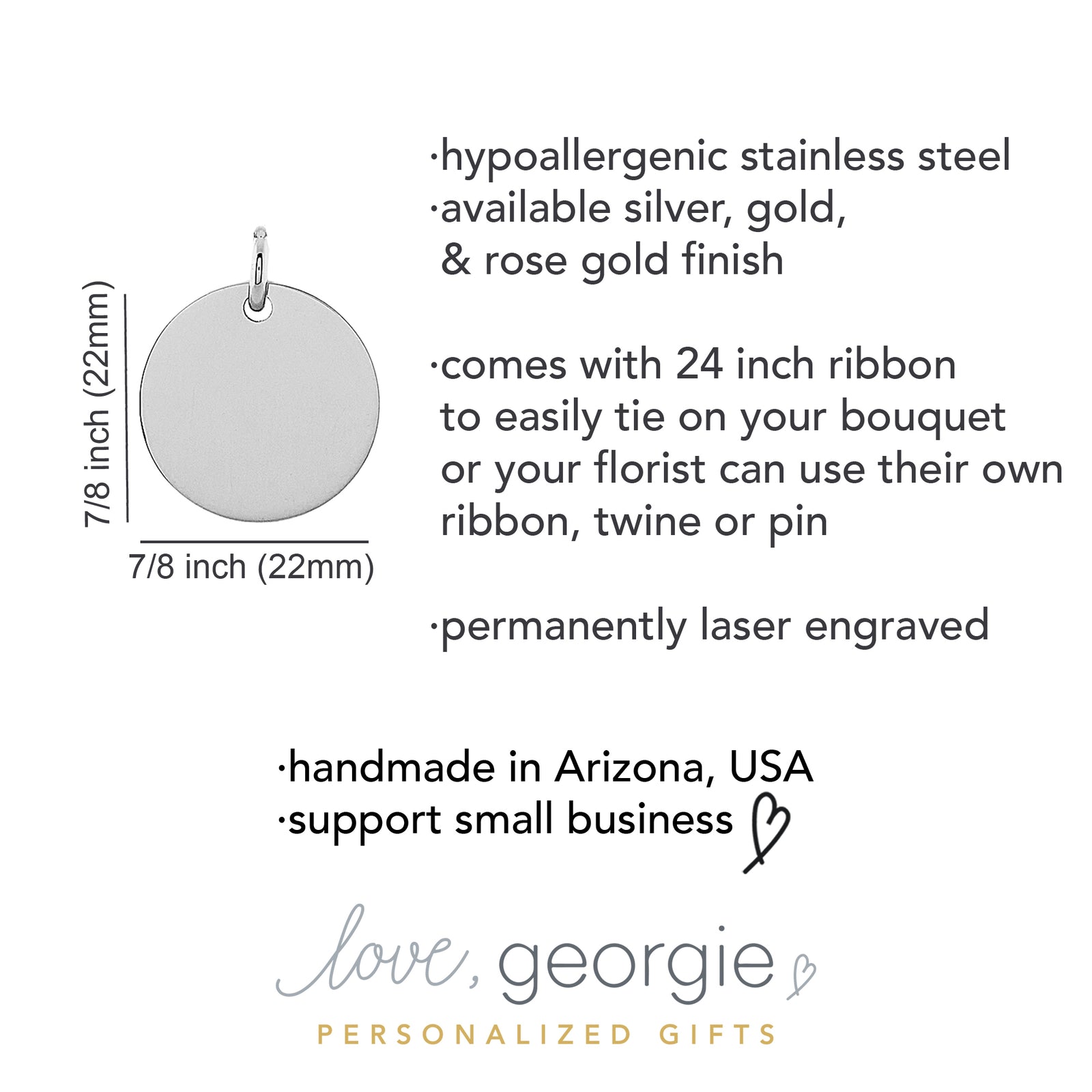 Custom Handwriting Wedding Bouquet Charm