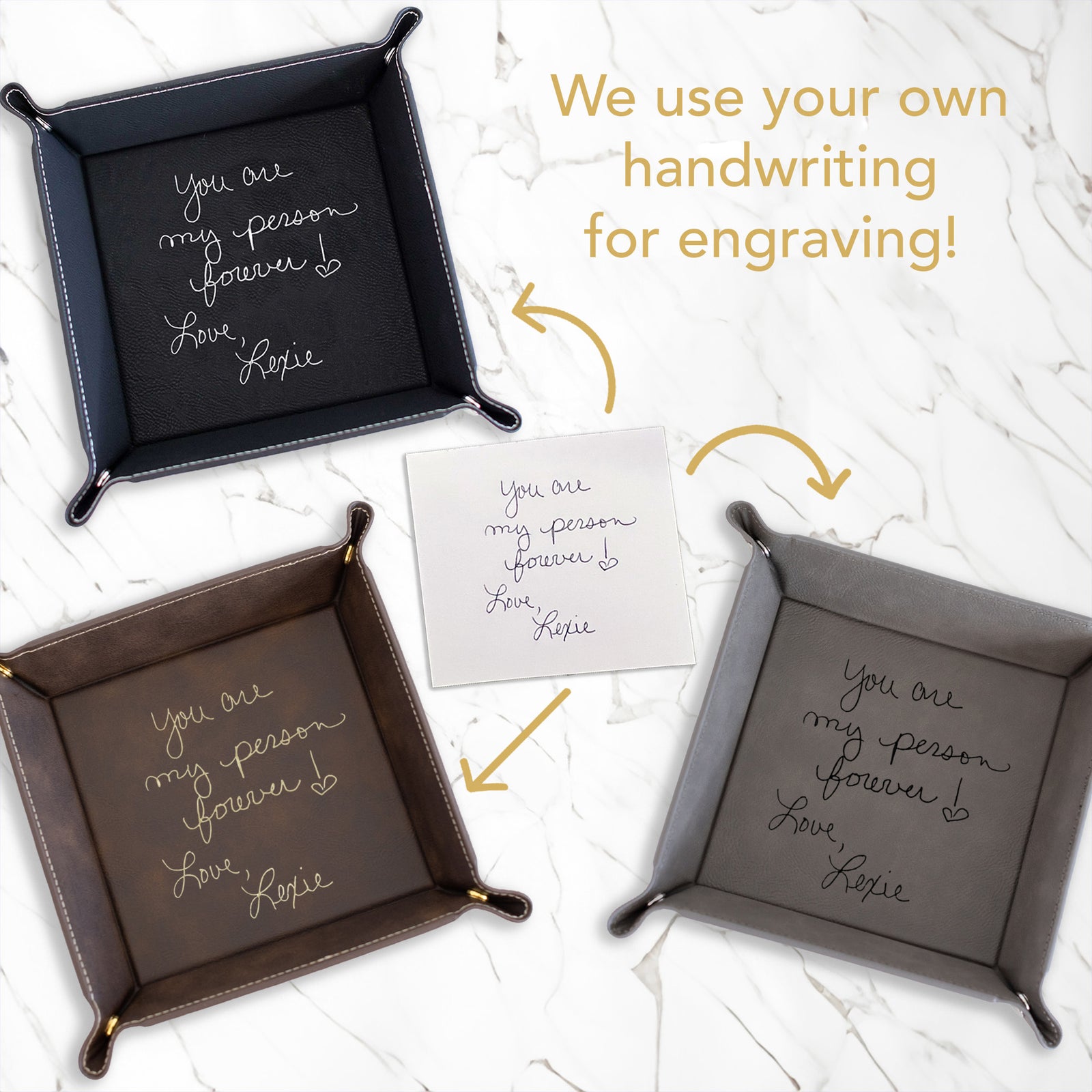 Husband Gift - Valet Tray Engraved with Handwriting