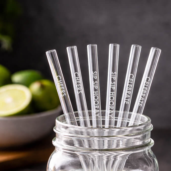 Glass Straws - Celebration Theme 6-Pack