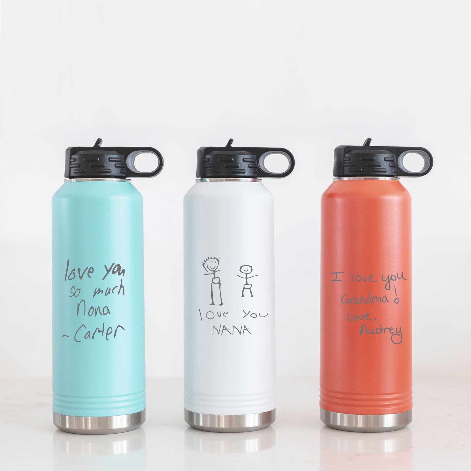 40 oz Insulated Steel Water Bottle Engraved with Handwriting