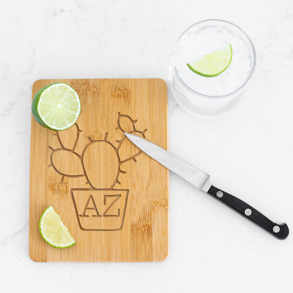 AZ Cactus - Bamboo Bar Board - 6 x 8 inches