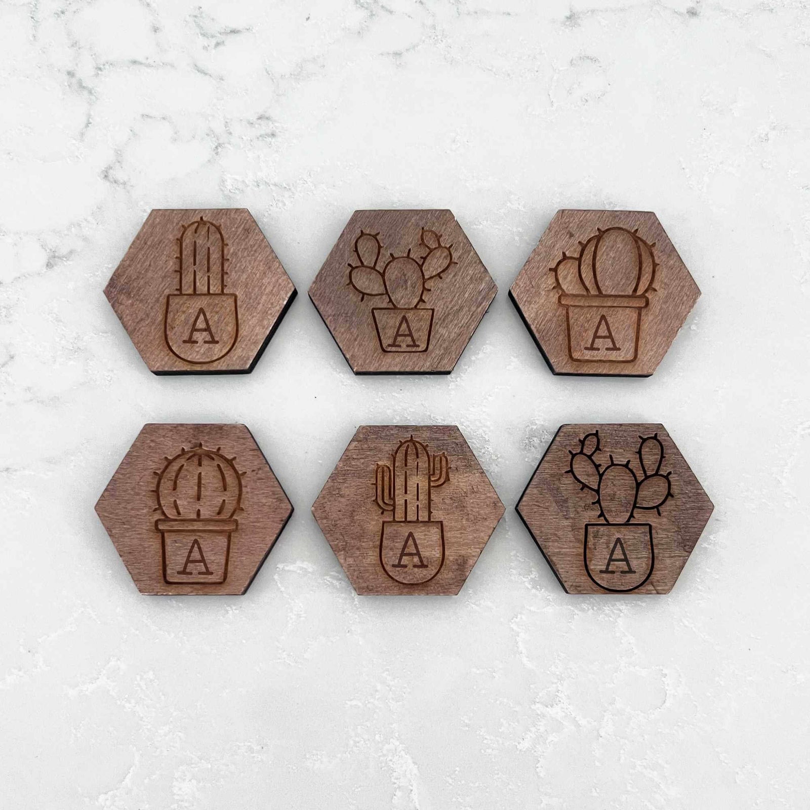 Wooden Hex Magnets with Custom Initial