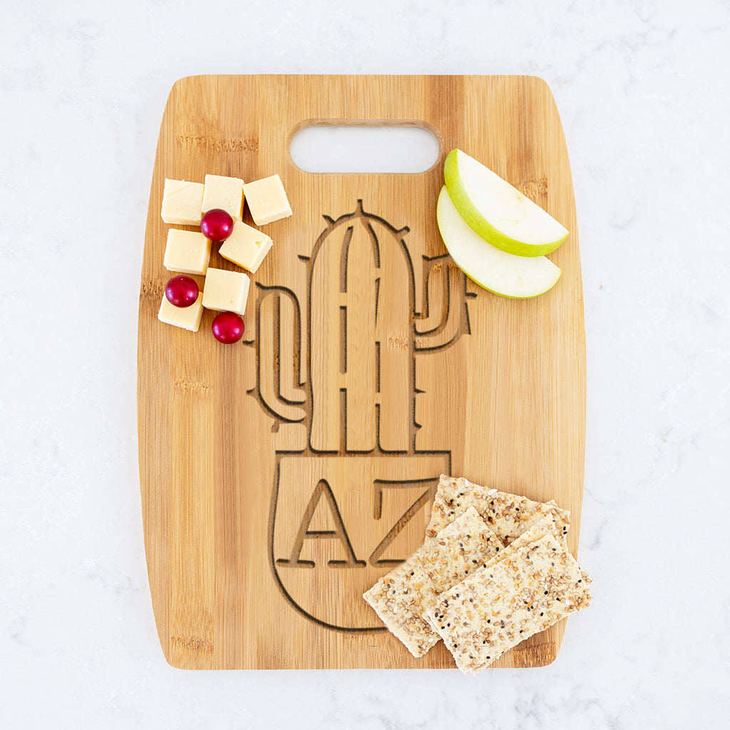 AZ Cactus - Bamboo Charcuterie Board - 9 x 12 inches