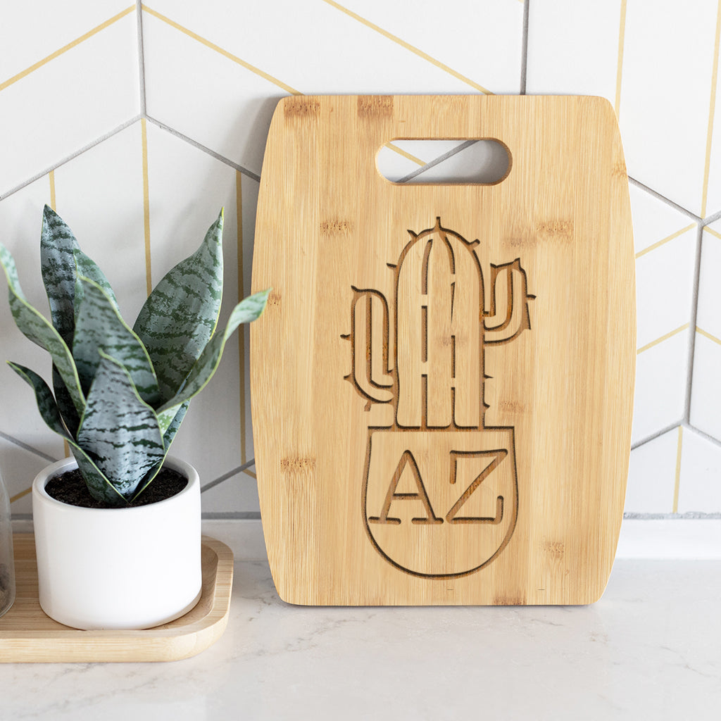 AZ Cactus - Bamboo Charcuterie Board - 9 x 12 inches
