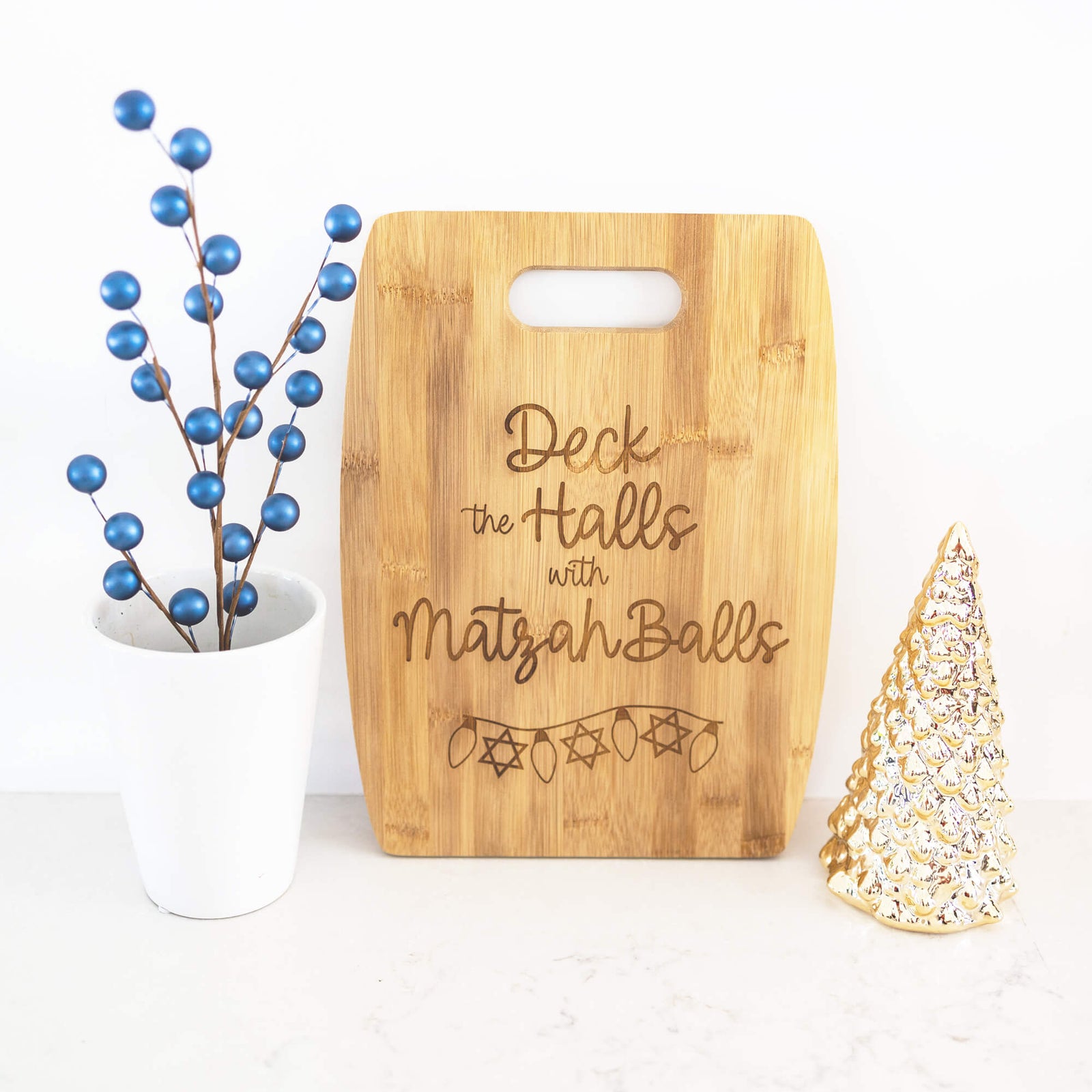 Deck the Halls with Matzah Balls - Custom Bamboo Charcuterie Board