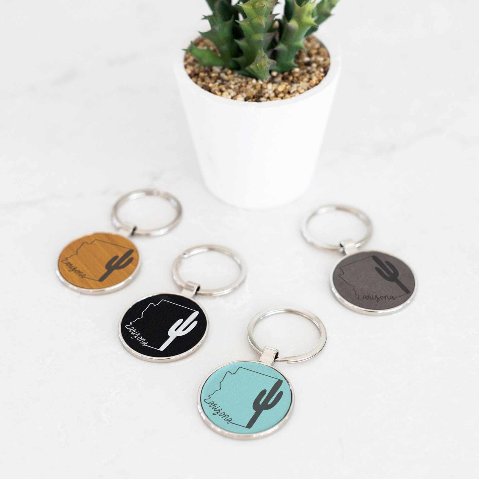Arizona - Round Keychain - Vegan Leather