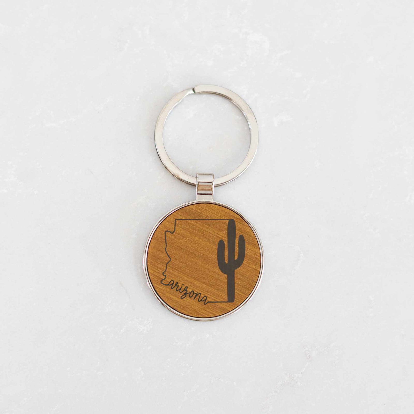 Arizona - Round Keychain - Vegan Leather
