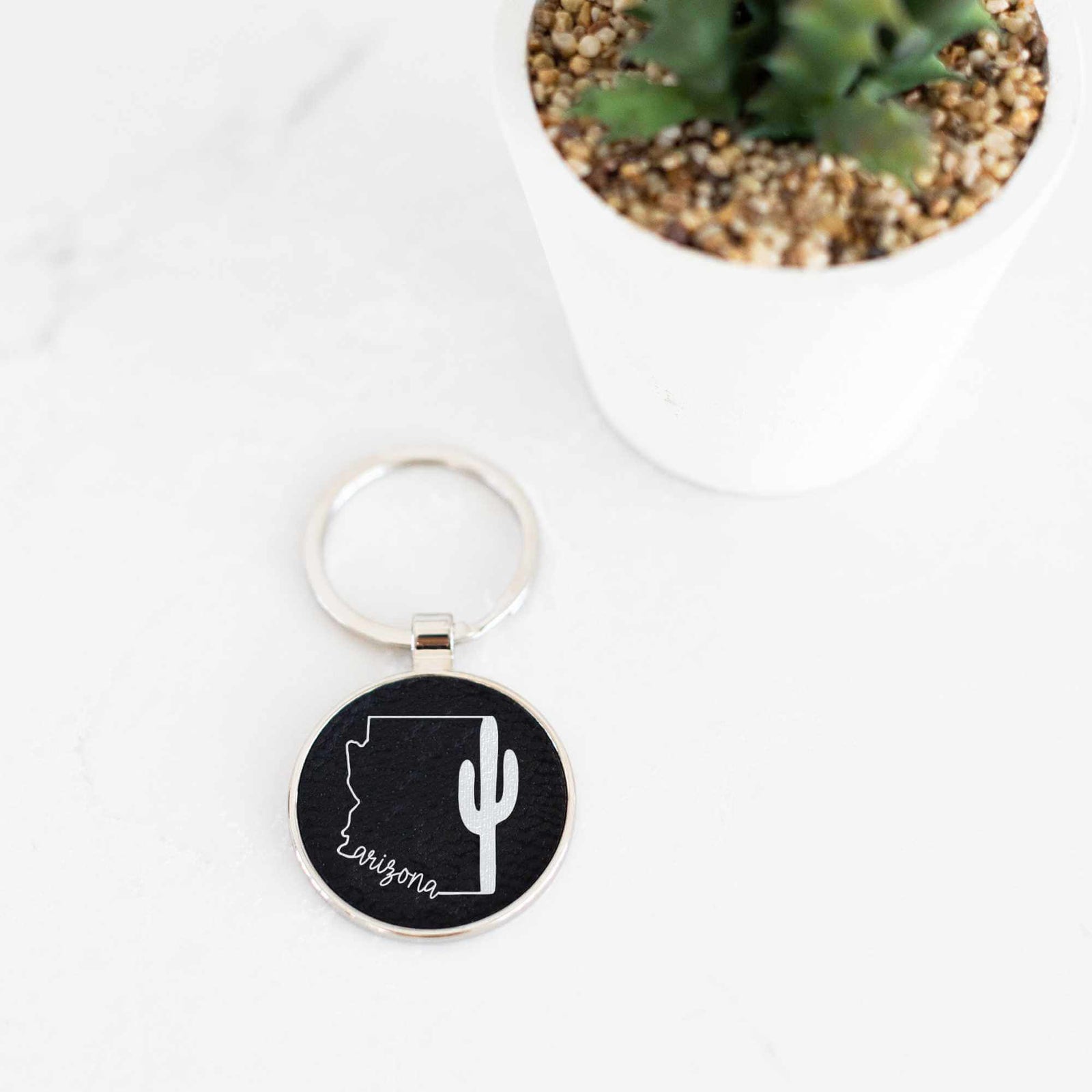 Arizona - Round Keychain - Vegan Leather