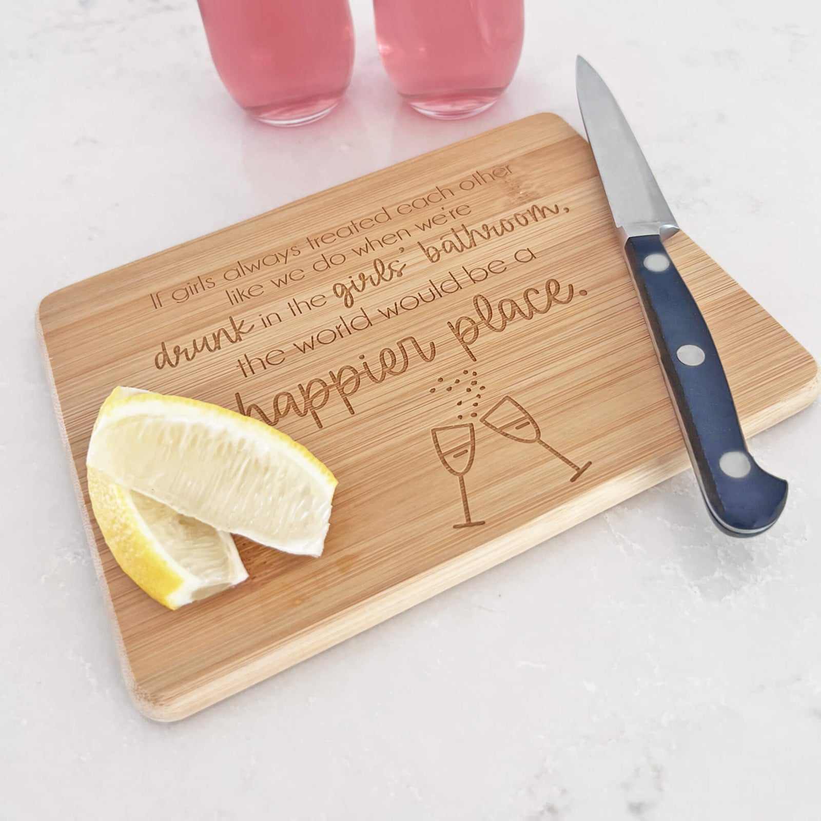 Drunk in the Girls Bathroom - Bamboo Bar Board - 6"x8"