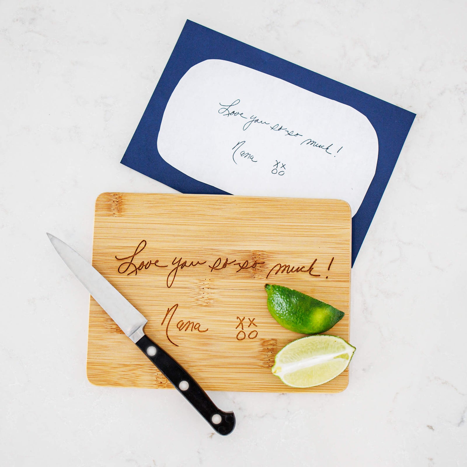 Bamboo Bar Board Engraved with Handwriting - 6 x 8 inches