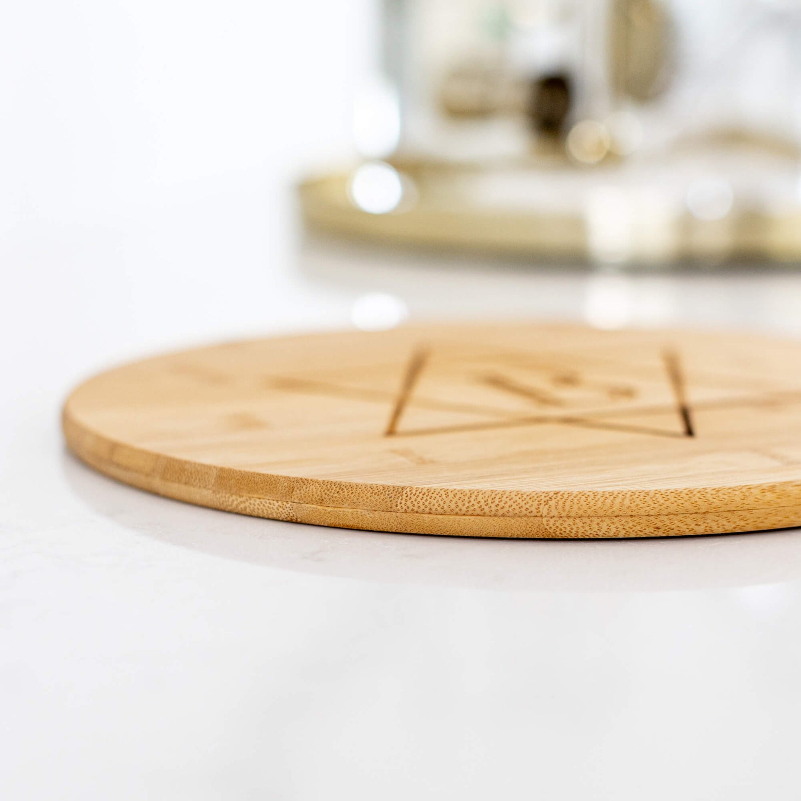Star of David - Round Bamboo Serving Board with Custom Initial