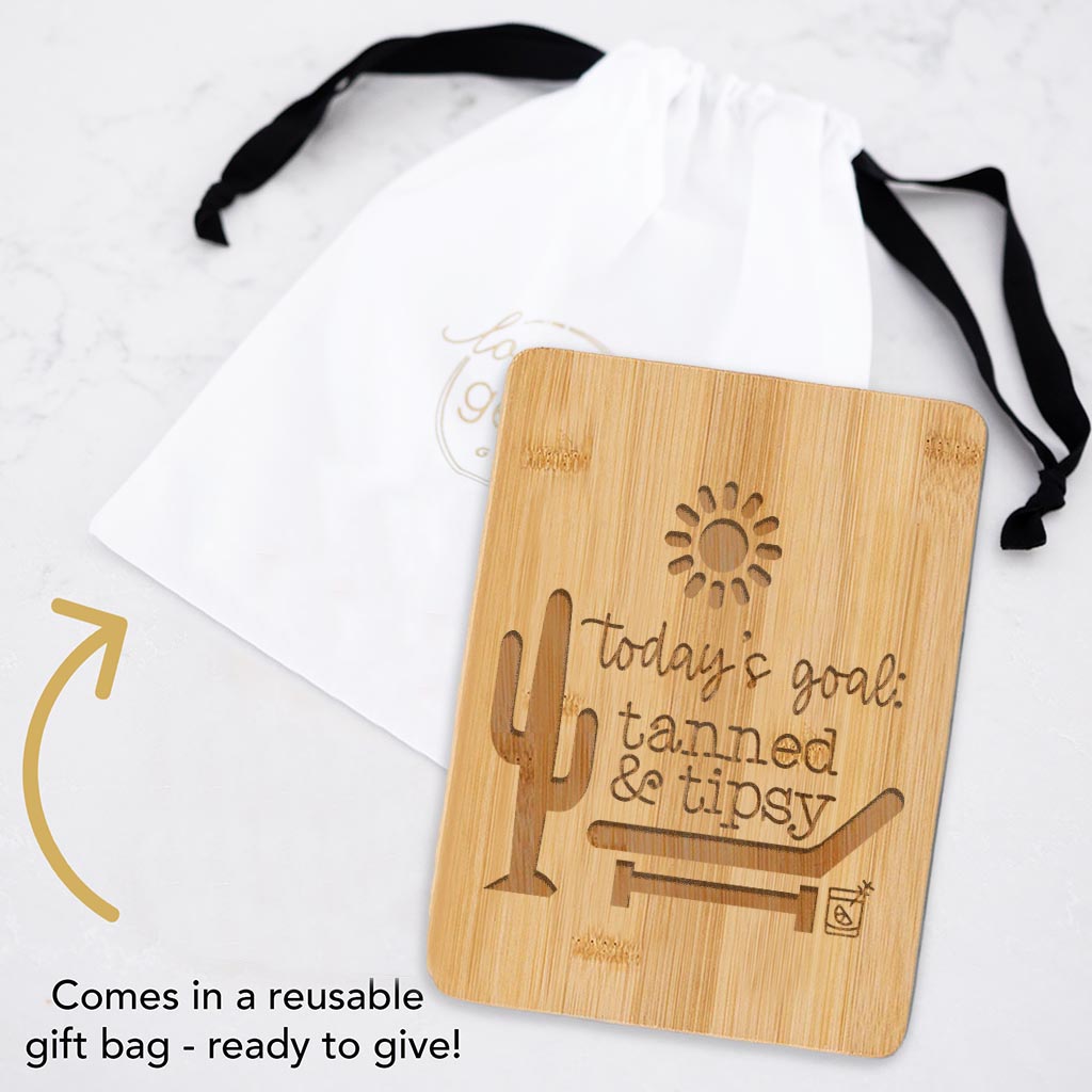 Tanned & Tipsy - Bamboo Bar Board - 6 x 8 inches