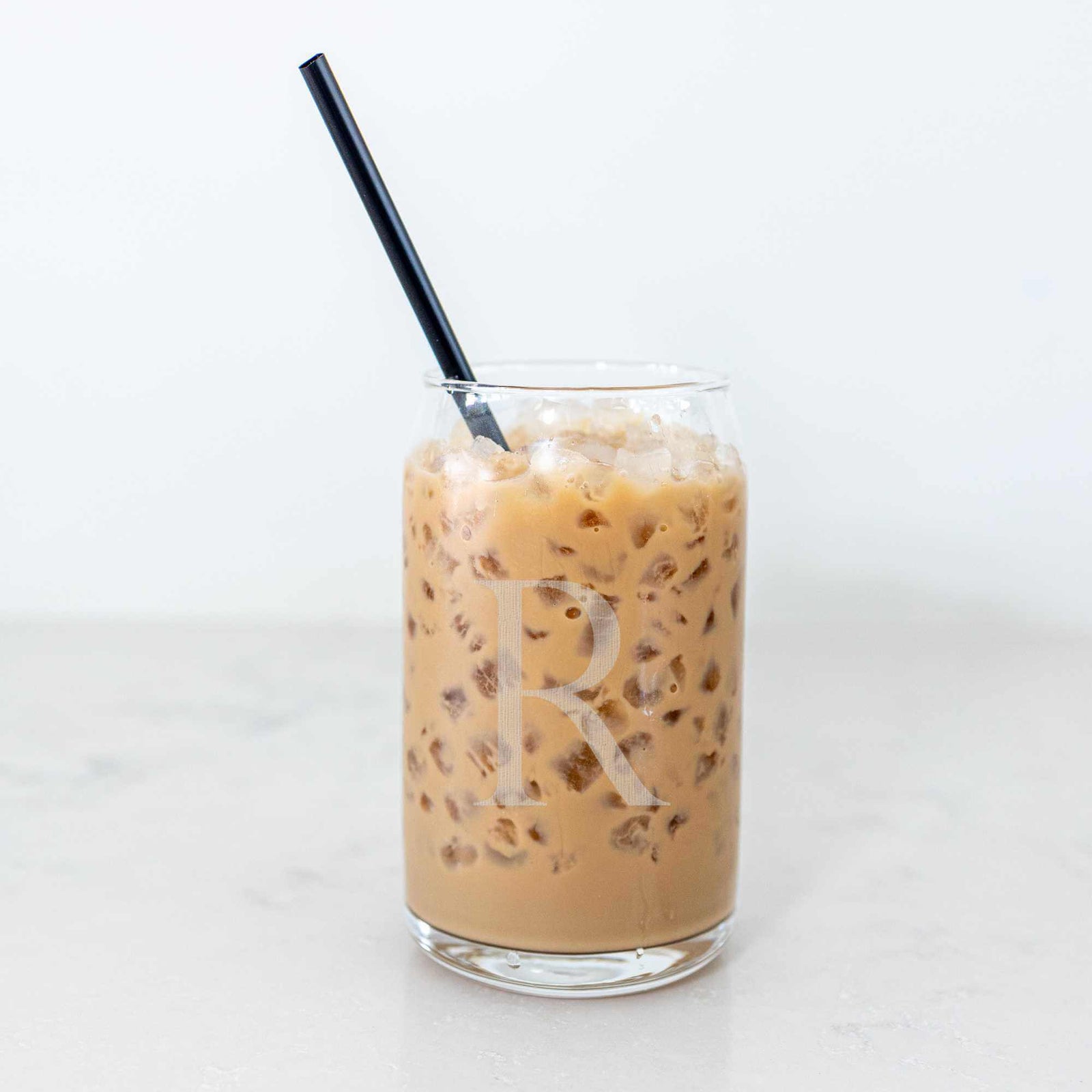 Beer Can Glass with Initial