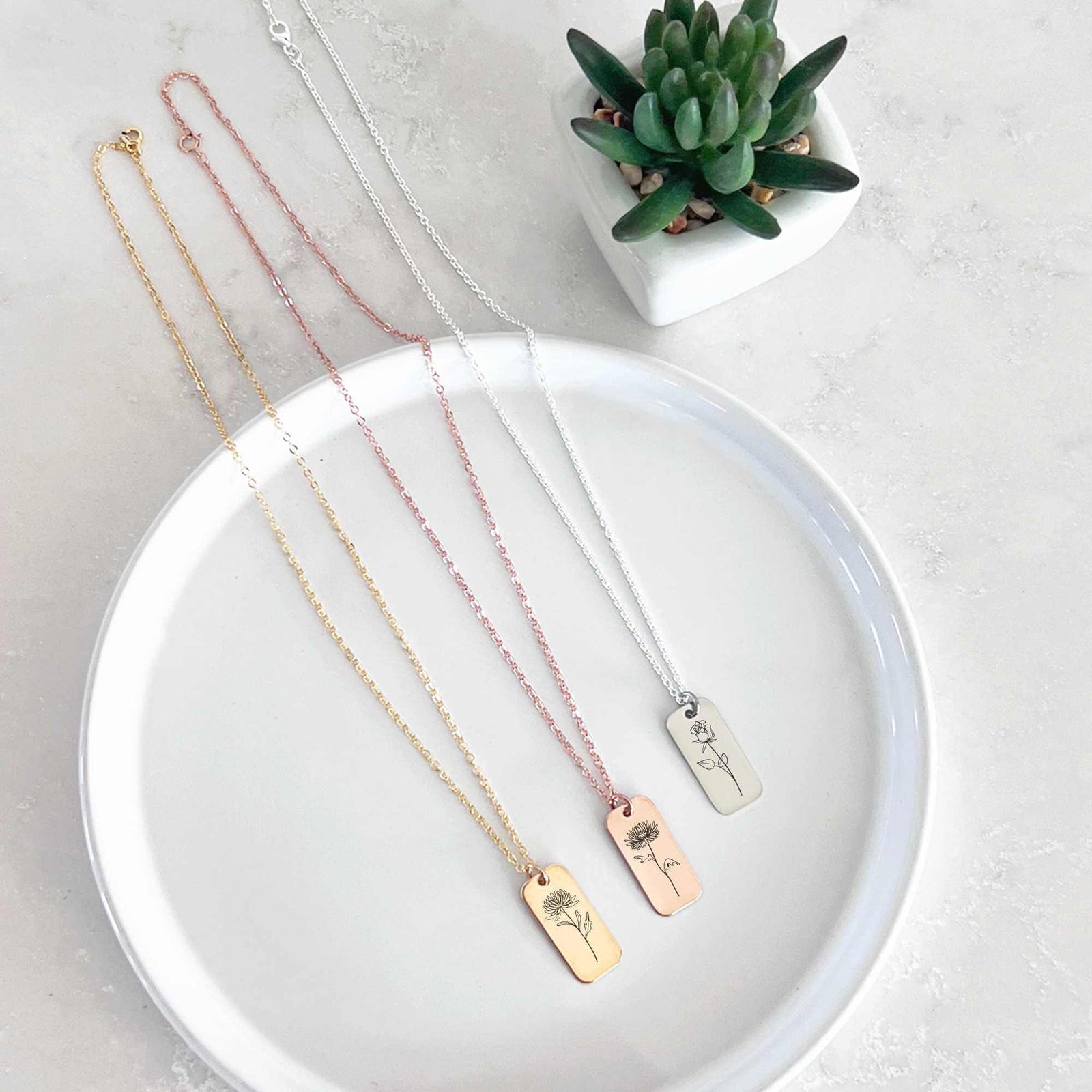 Custom Birth Flower Necklace