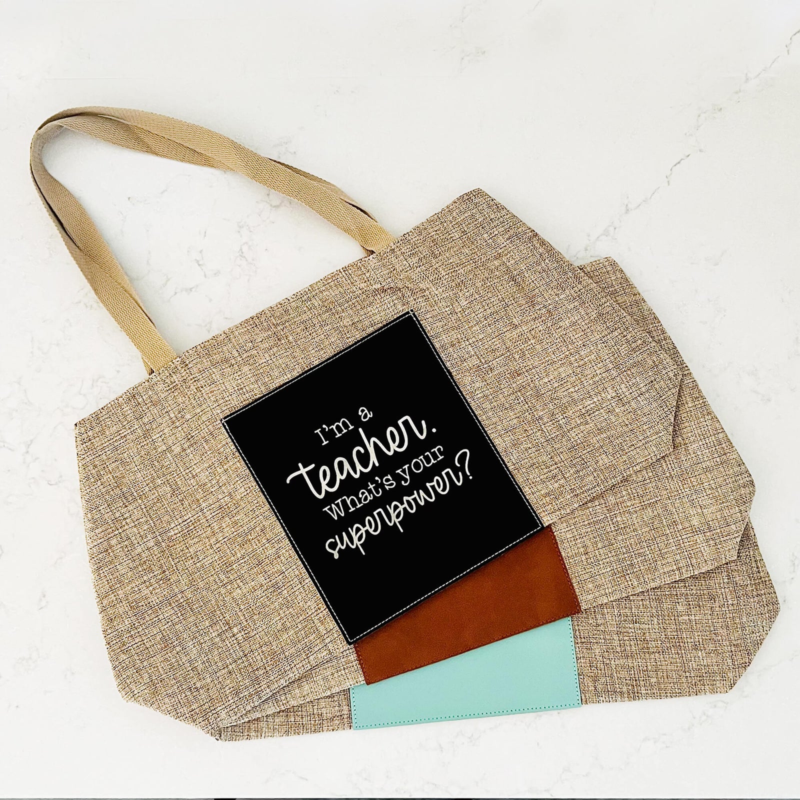 I'm a Teacher. What's Your Superpower? - Burlap Tote Bag