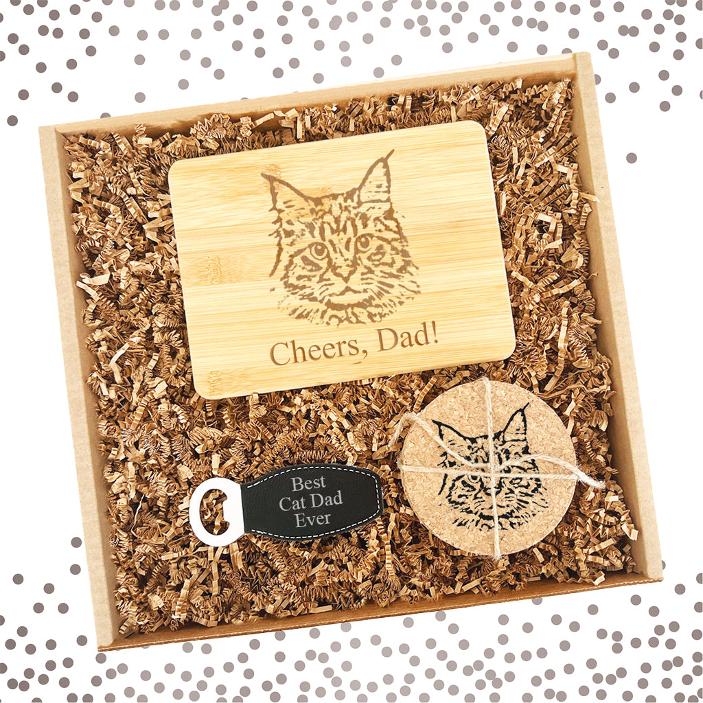 Engraved Pet Photo Bar Tools for Cat Dad - Gift Set