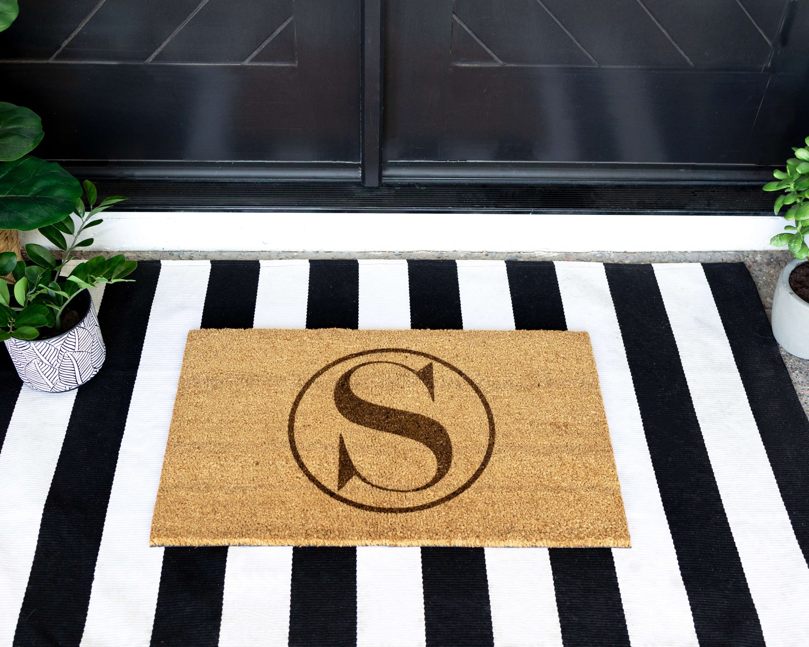 Coir Door Mat with Initial