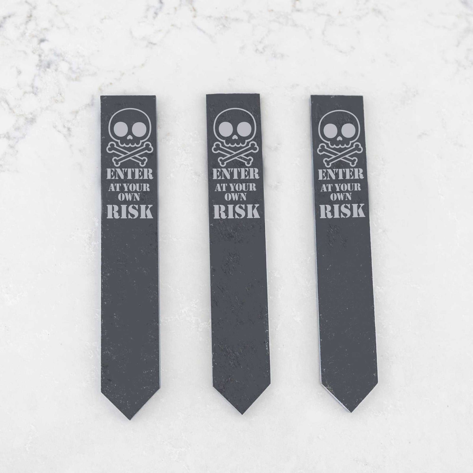 Enter at Your Own Risk - Halloween Garden Markers - Slate
