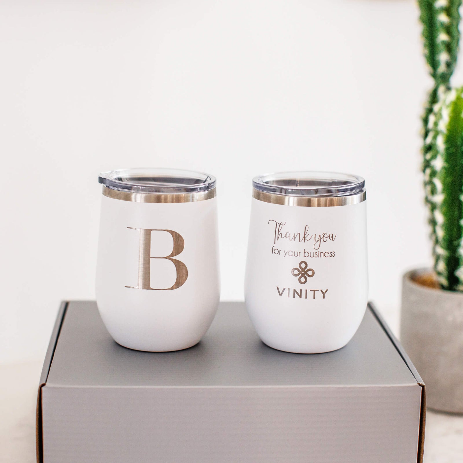 Business Logo Wine Tumblers - 2pc Gift Set