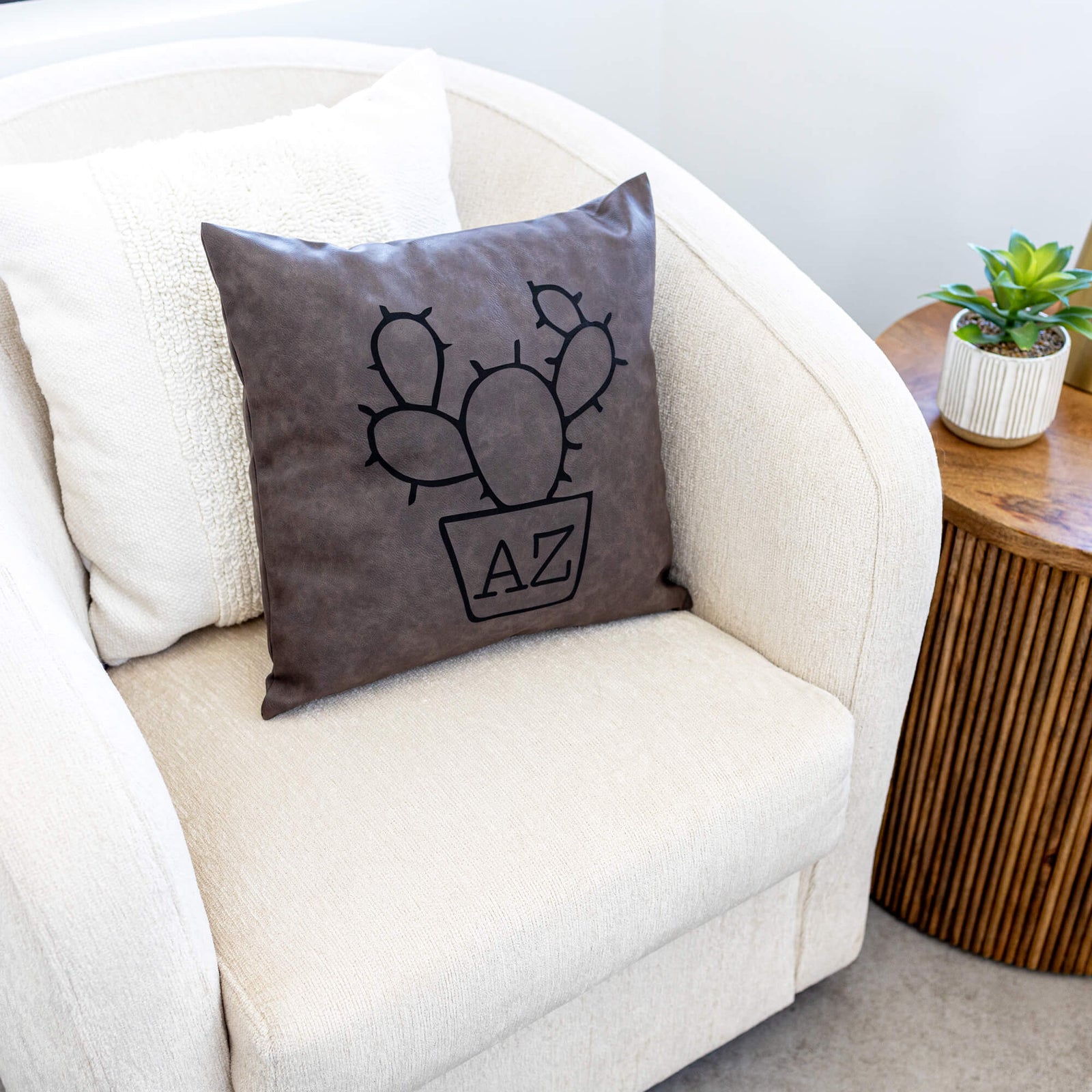 Arizona Succulent Pillow Cover in Vegan Leather