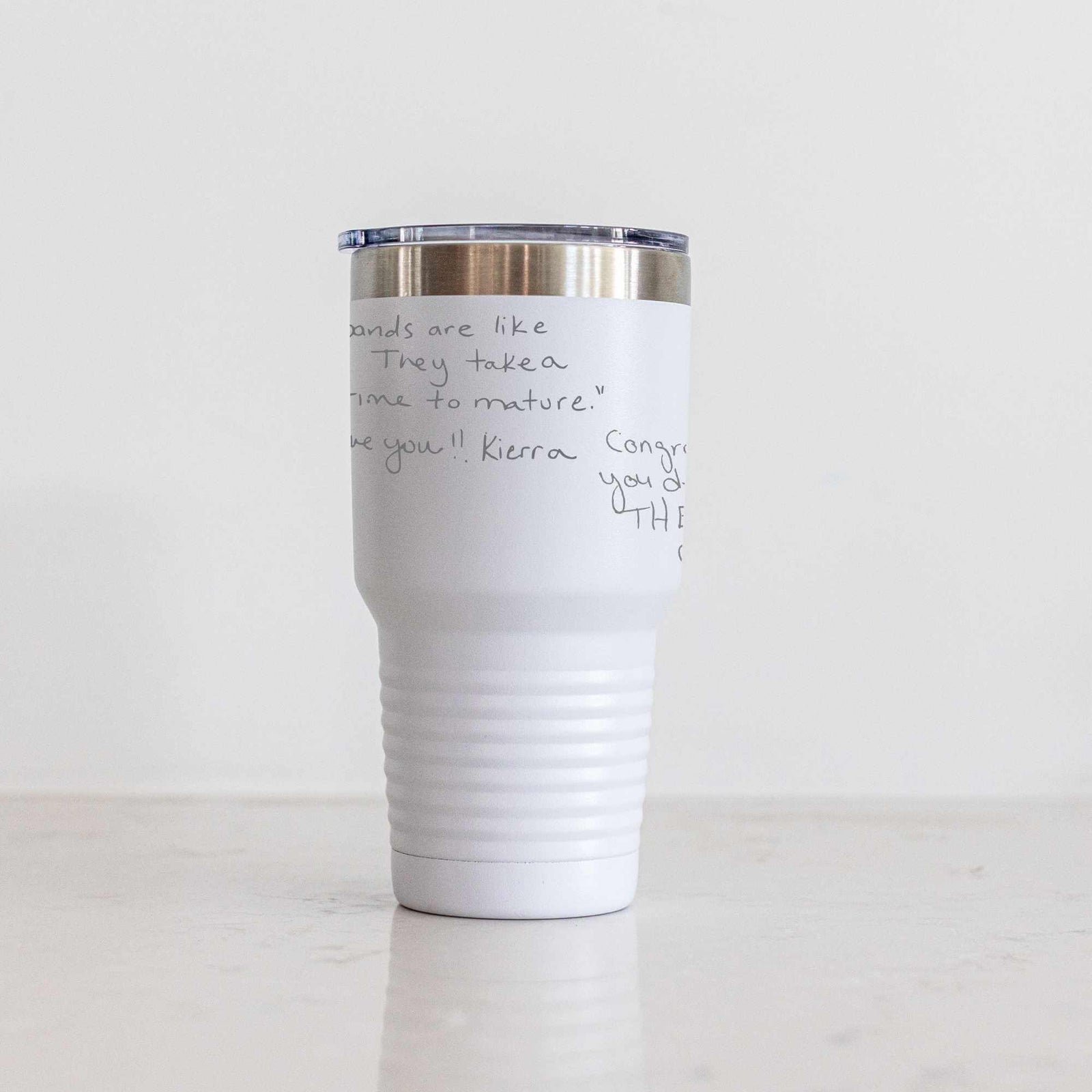 DELUXE Custom Ringneck Tumbler with Engraved Handwriting - 30 oz.
