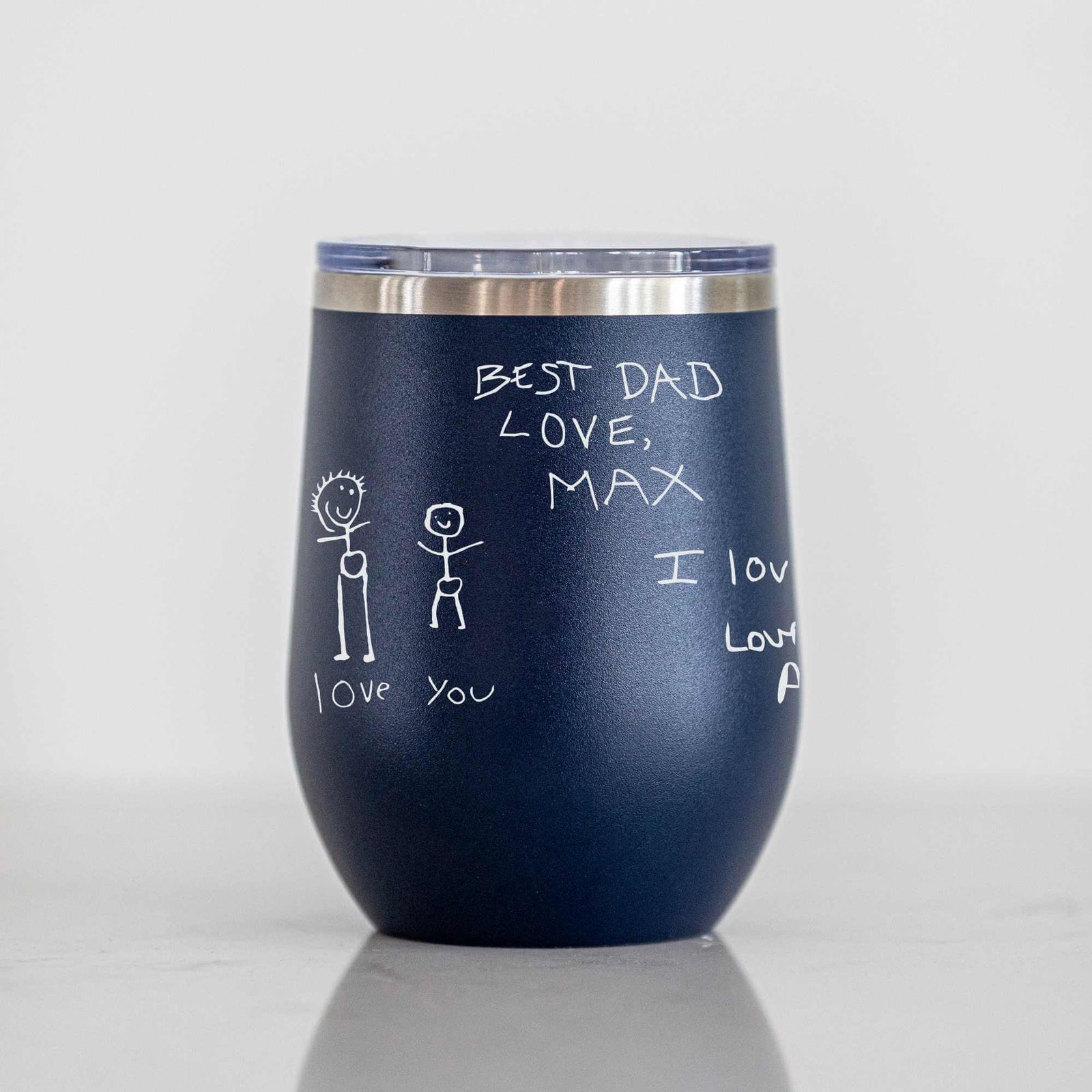 DELUXE Custom Wine Tumbler with Engraved Handwriting - 12 oz.