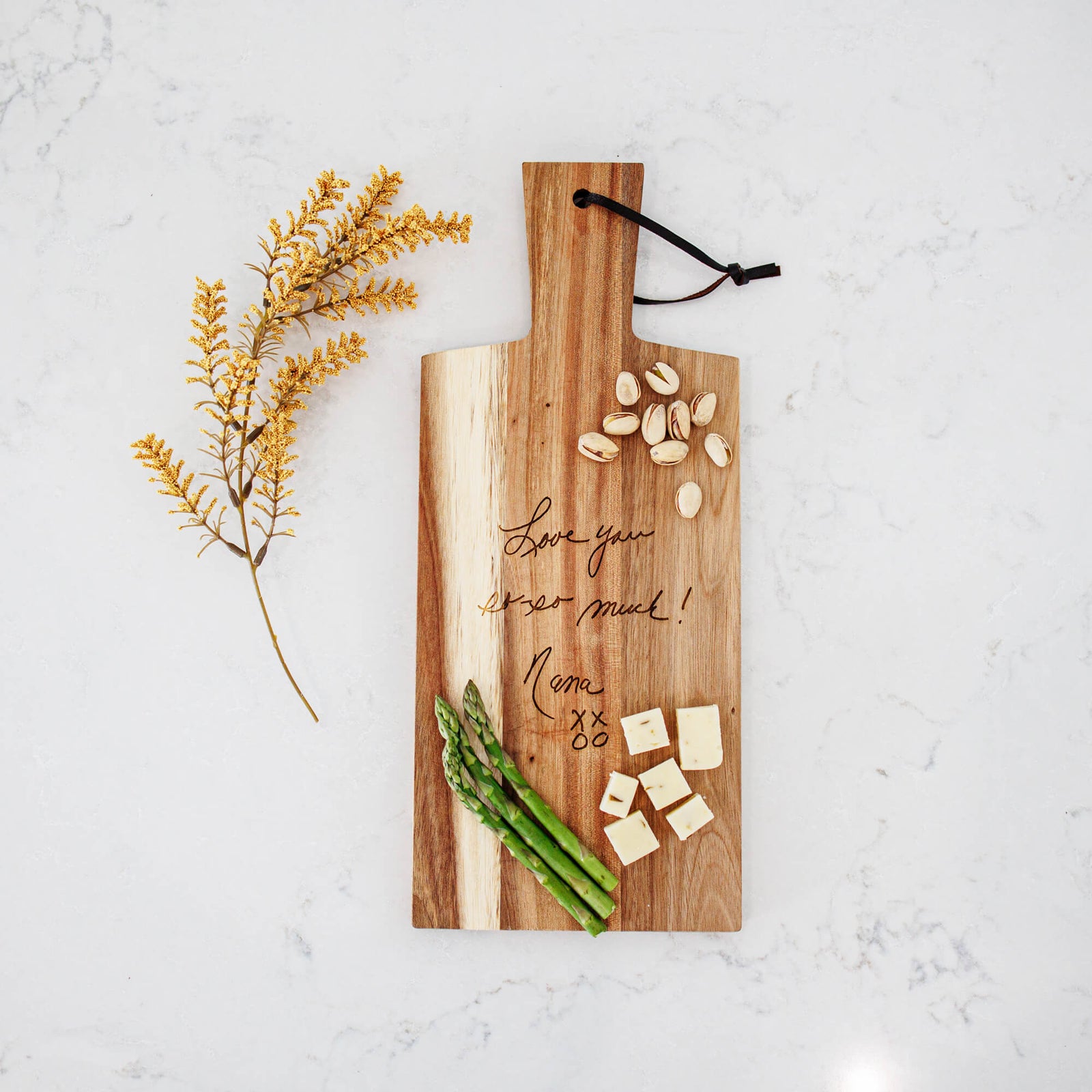 Acacia Wood Serving Board Engraved with Handwriting - 6.25 x 15