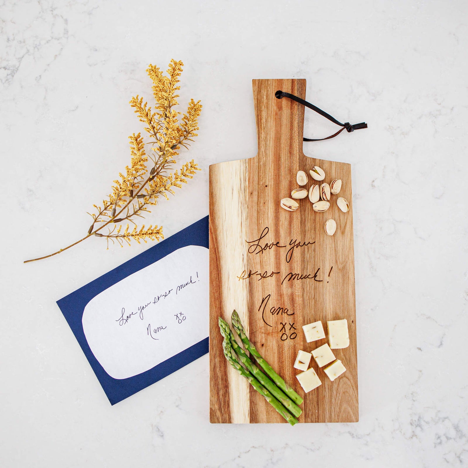 Acacia Wood Serving Board Engraved with Handwriting - 6.25 x 15