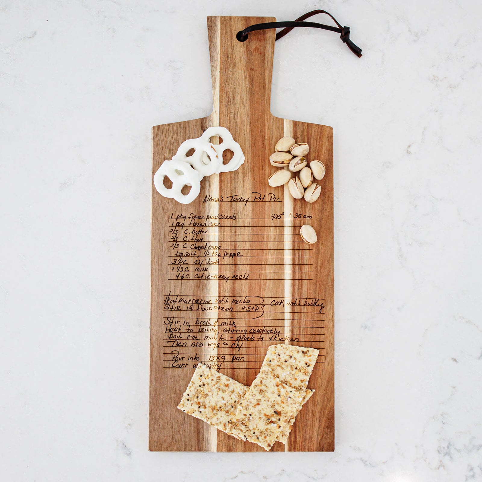 Acacia Wood Serving Board Engraved with Handwriting - 6.25 x 15