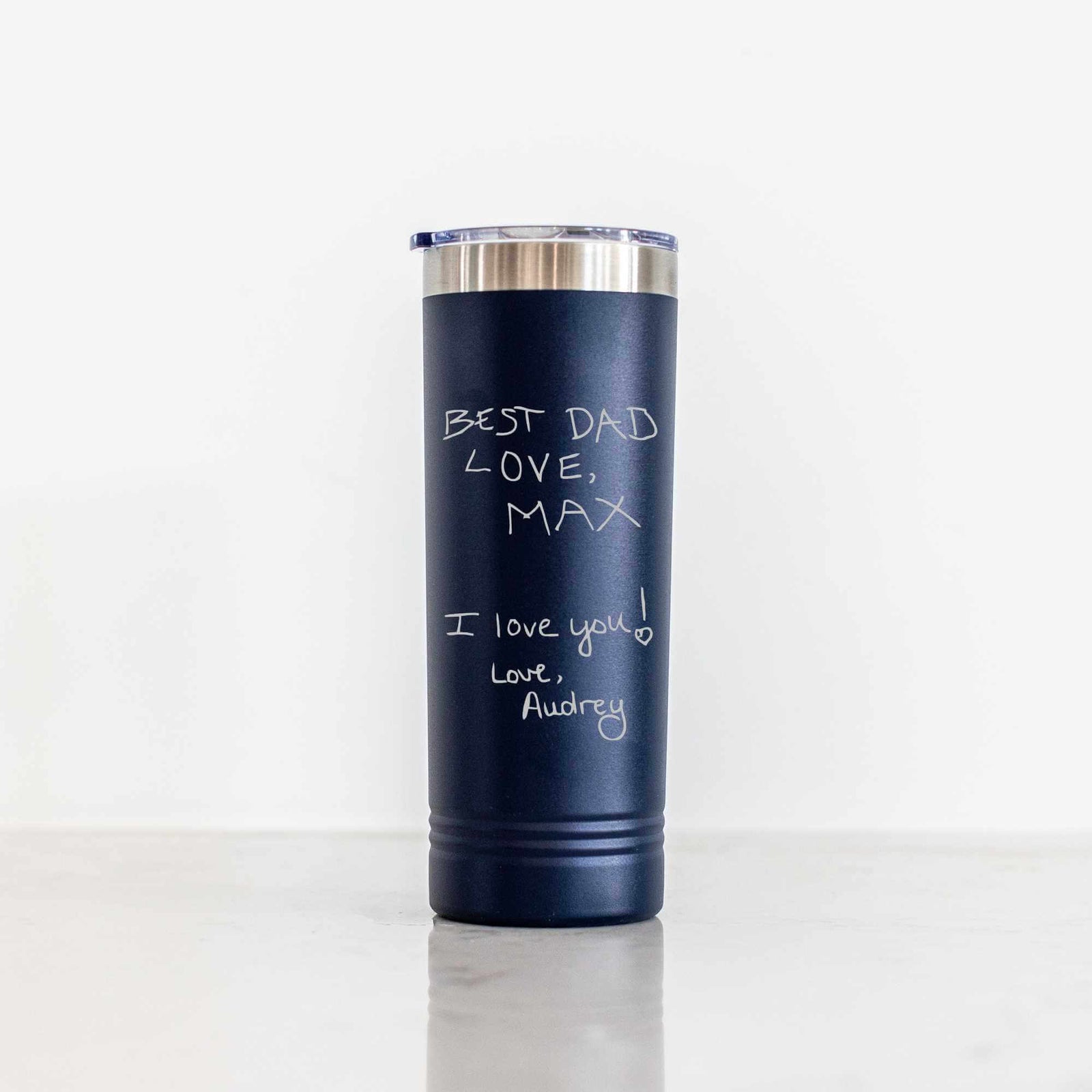 Custom Skinny Tumbler with Engraved Handwriting - 22 oz.
