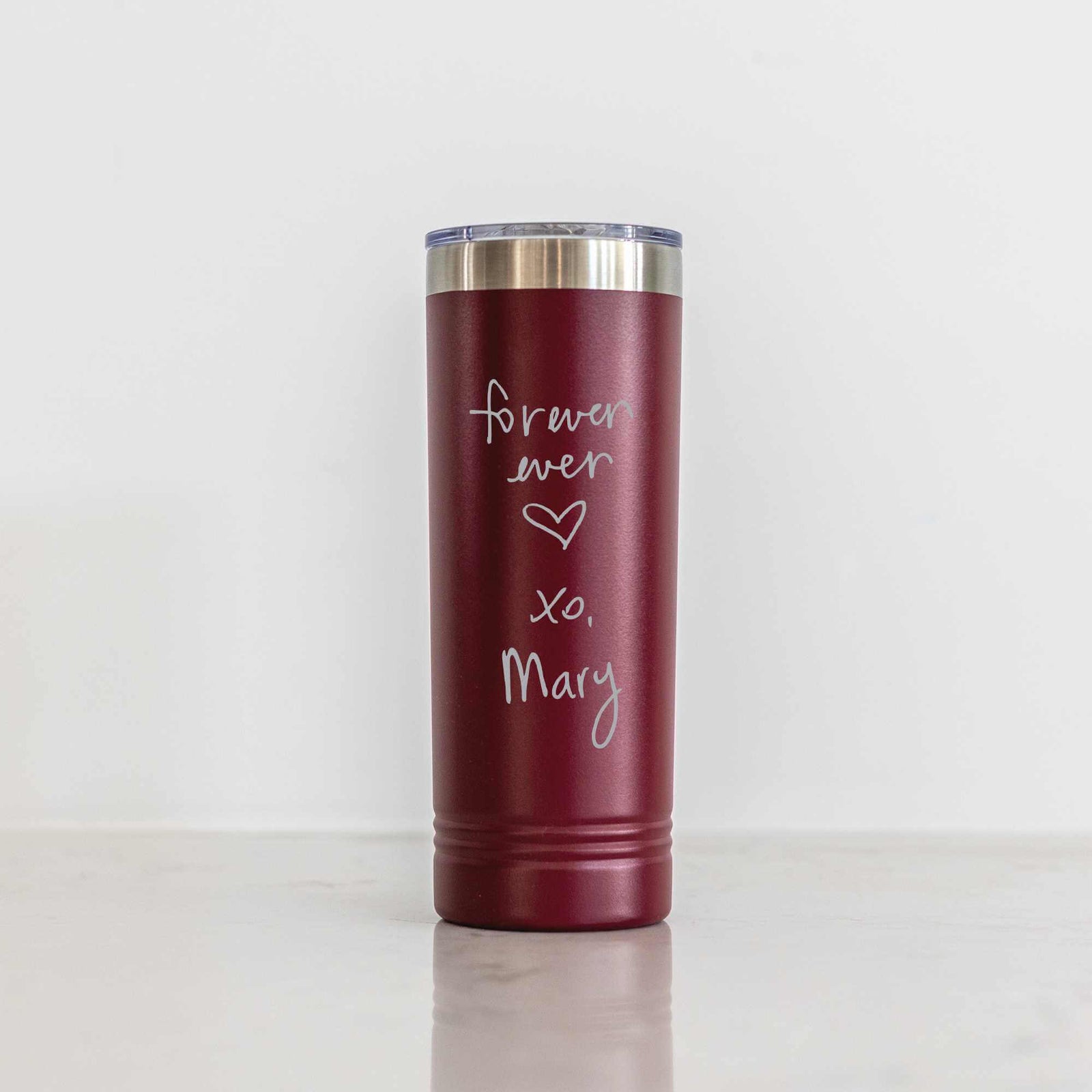 Custom Skinny Tumbler with Engraved Handwriting - 22 oz.