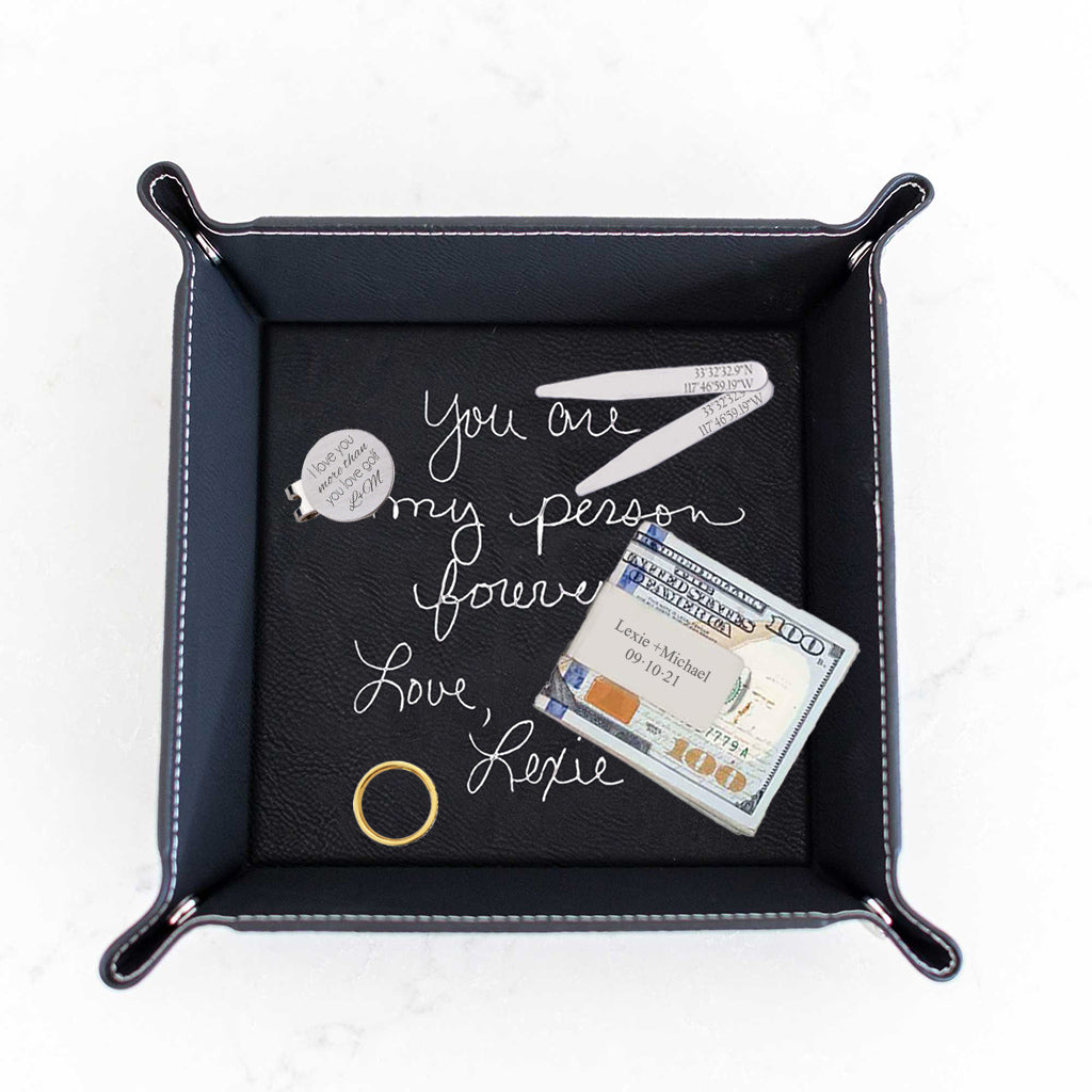 Husband Gift - Valet Tray Engraved with Handwriting