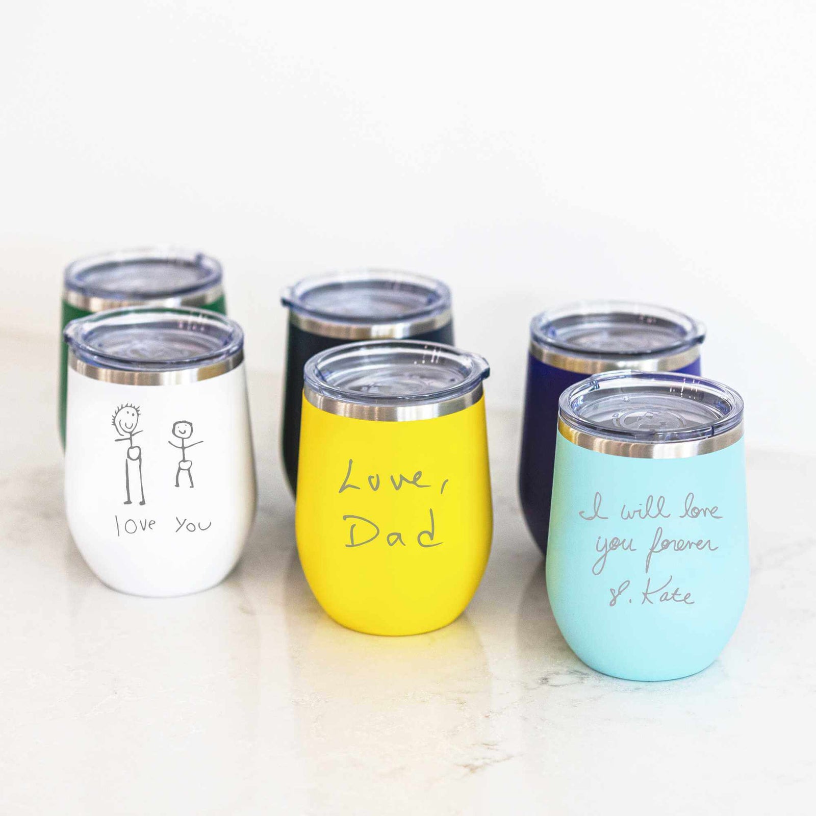 Custom Wine Tumbler with Engraved Handwriting - 12 oz.