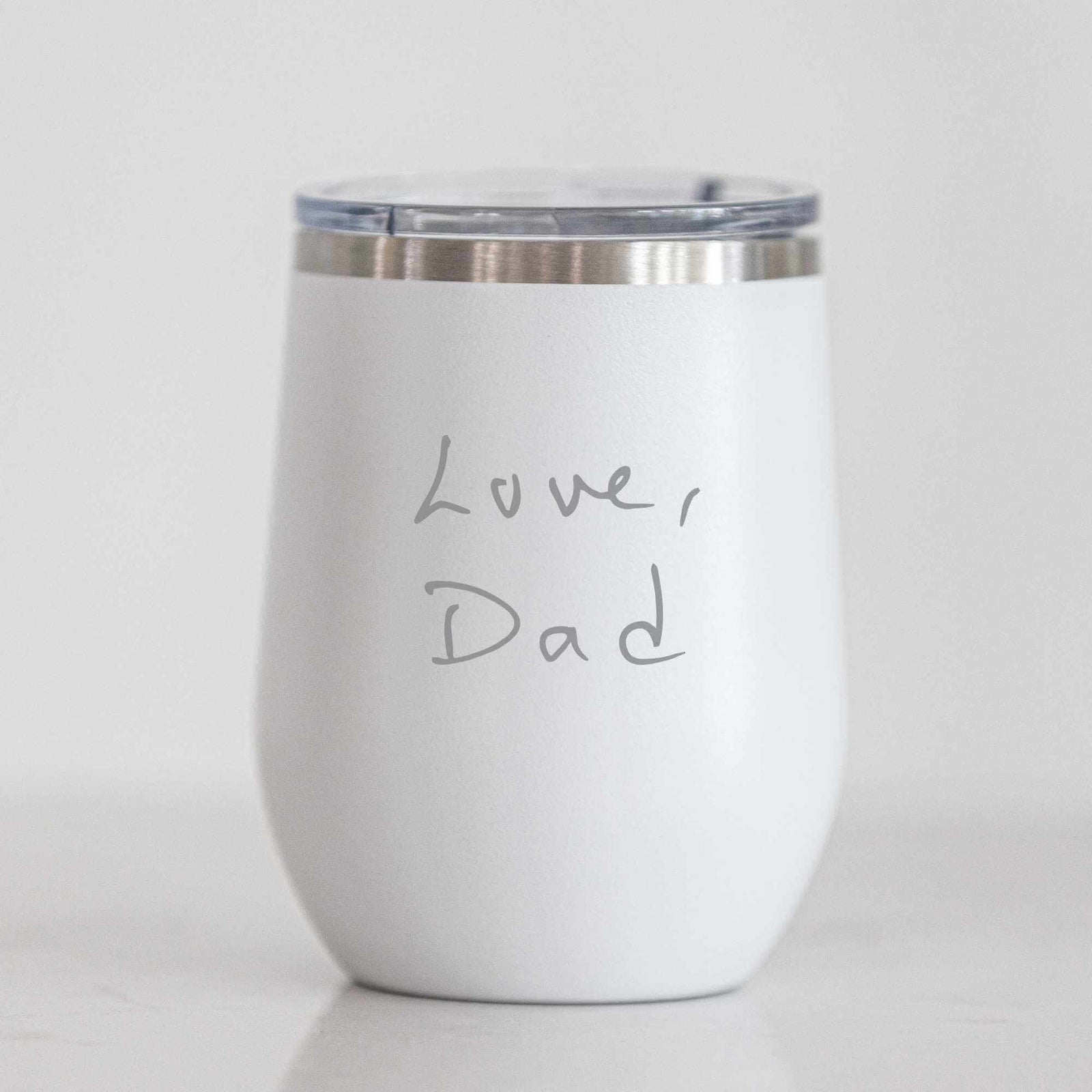 Custom Wine Tumbler with Engraved Handwriting - 12 oz.
