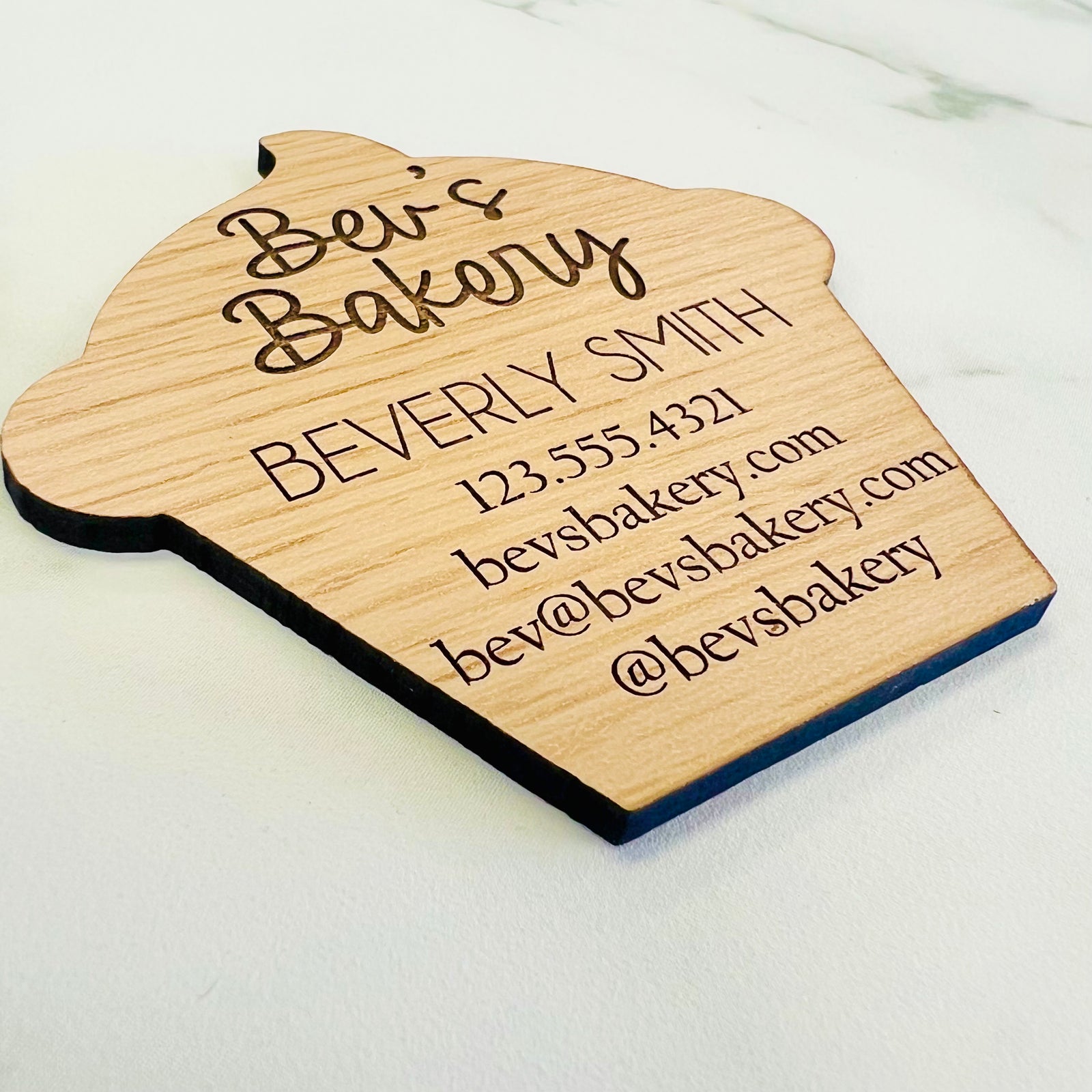 Wood Business Cards - Cupcake