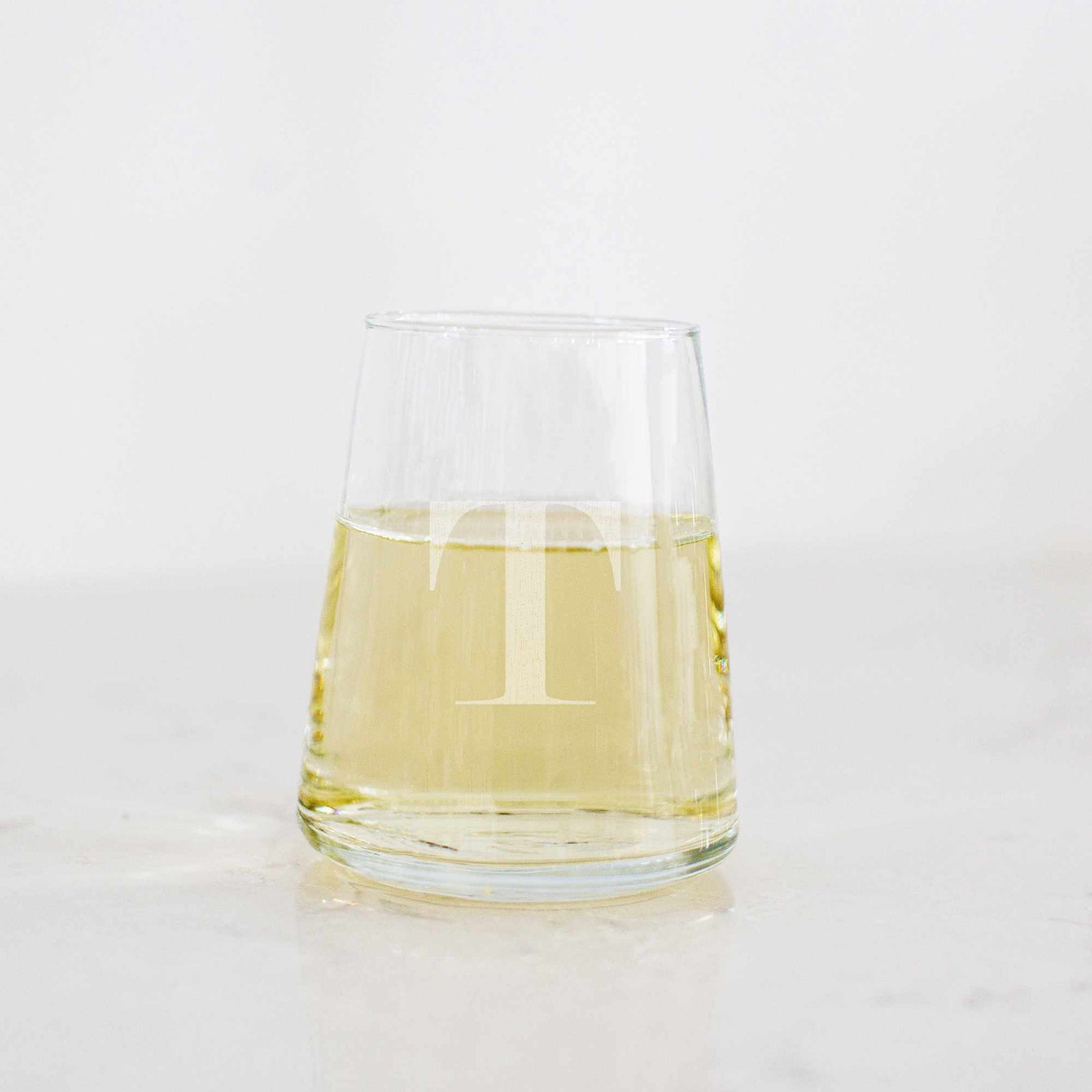 Modern Wine Glass with Initial