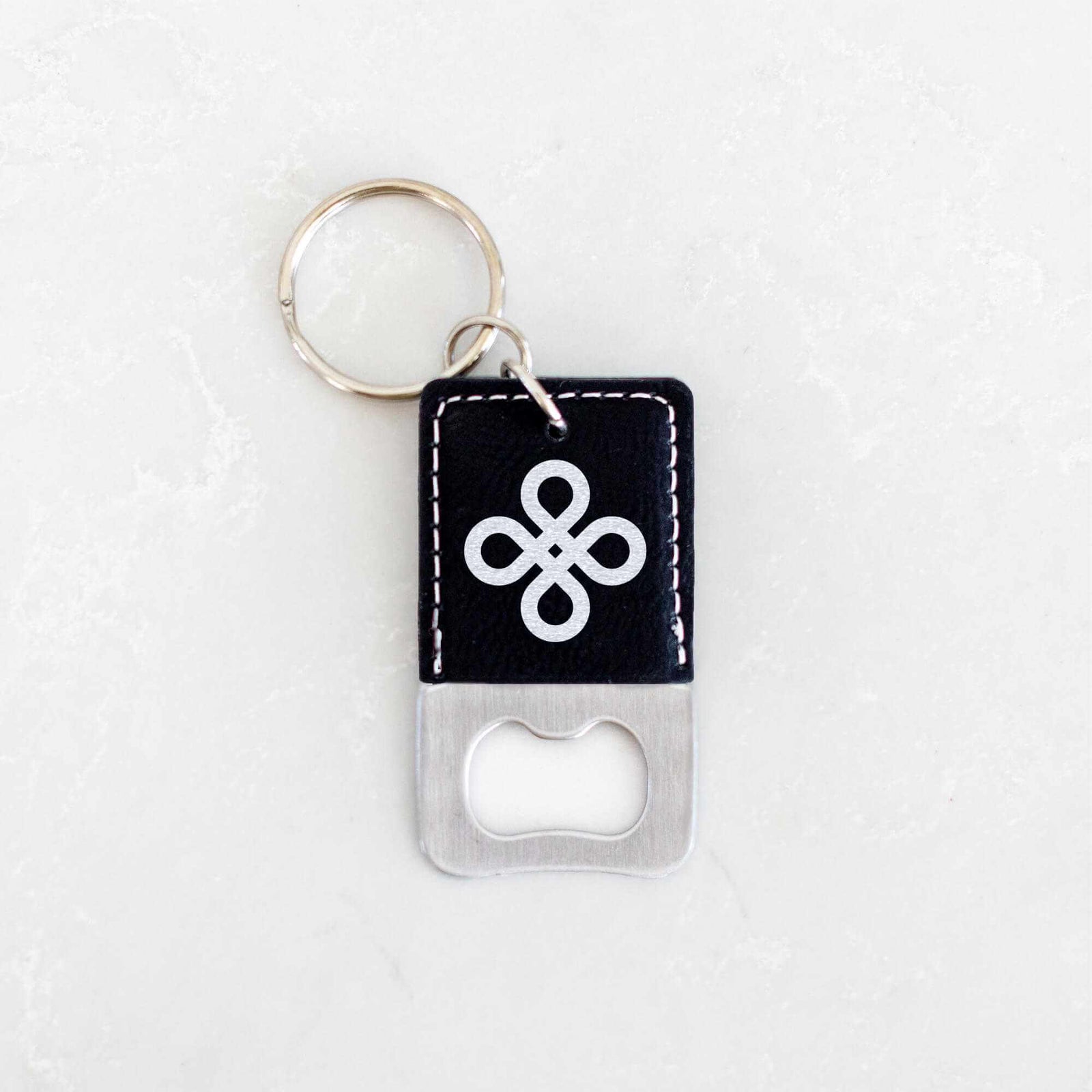 Vegan Leather Bottle Opener Keychain with Business Logo