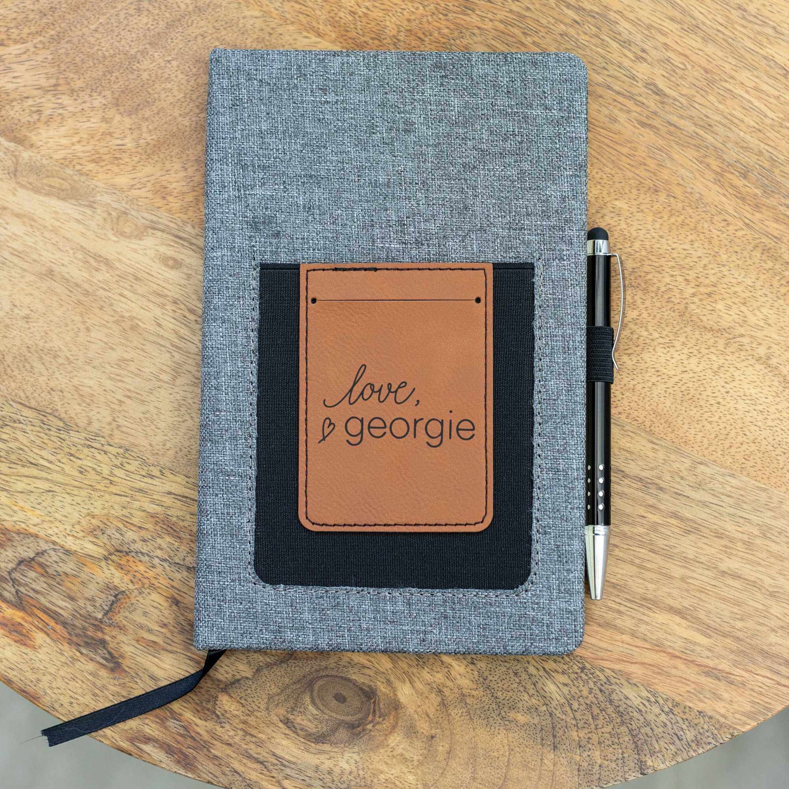 Journal with Phone and Card Pockets and Pen - Business Logo