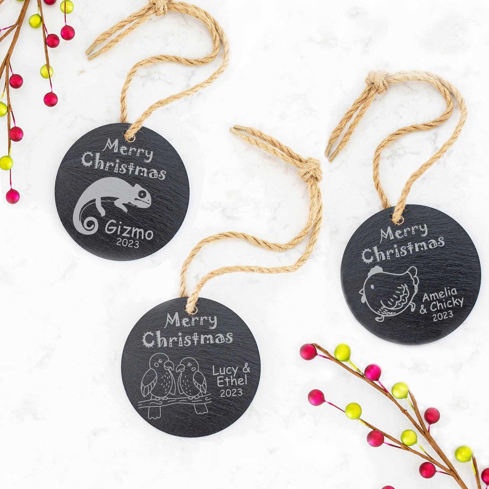 Exotic Pet's Slate Christmas Ornament