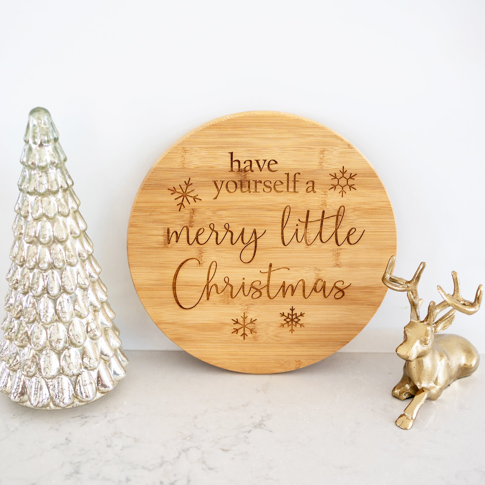 Have Yourself a Merry Little Christmas - Round Bamboo Serving Board