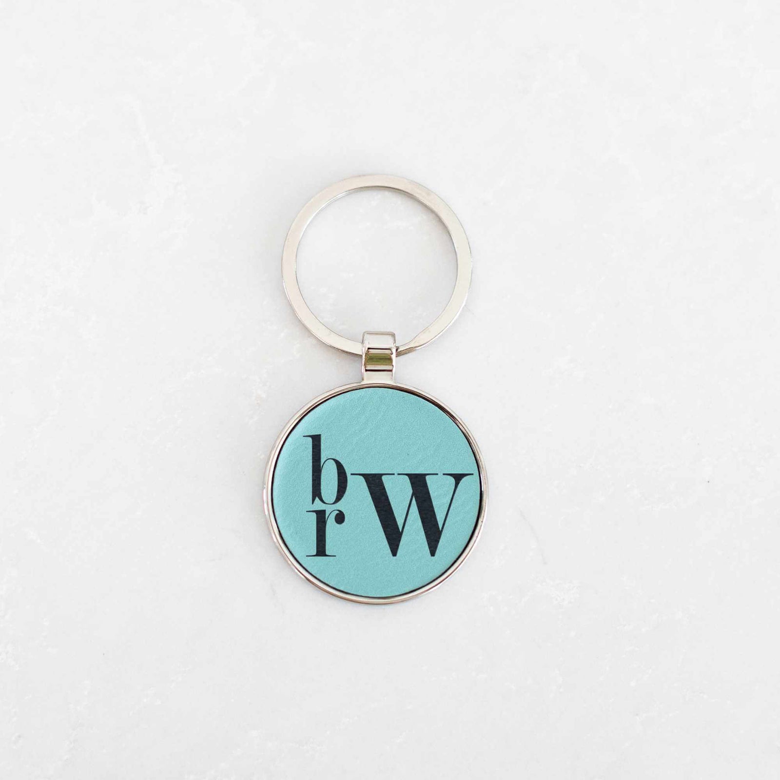 Monogrammed Round Keychain - Vegan Leather