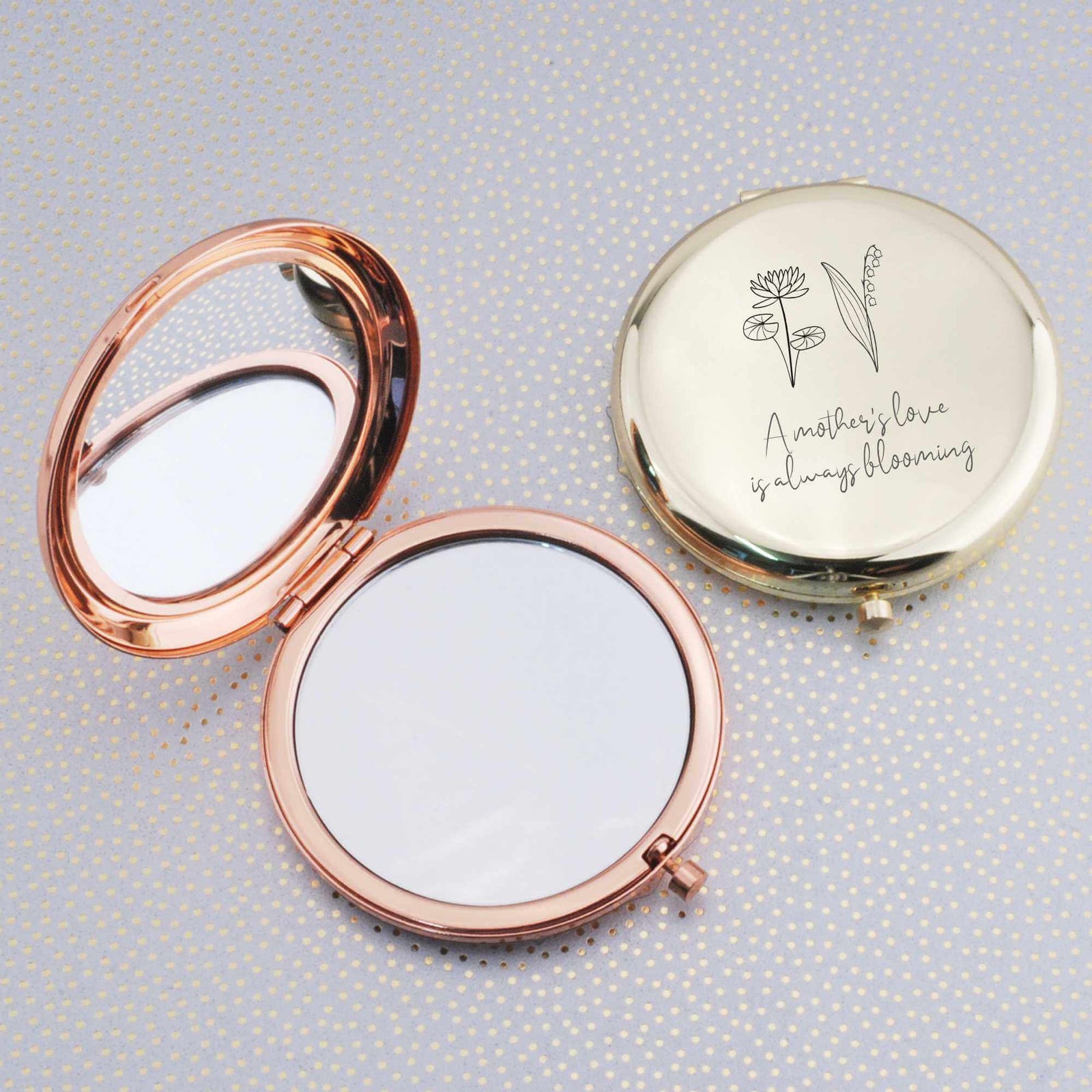 Custom Blooming Birth Flower Pocket Mirror - Mother's Day Gift