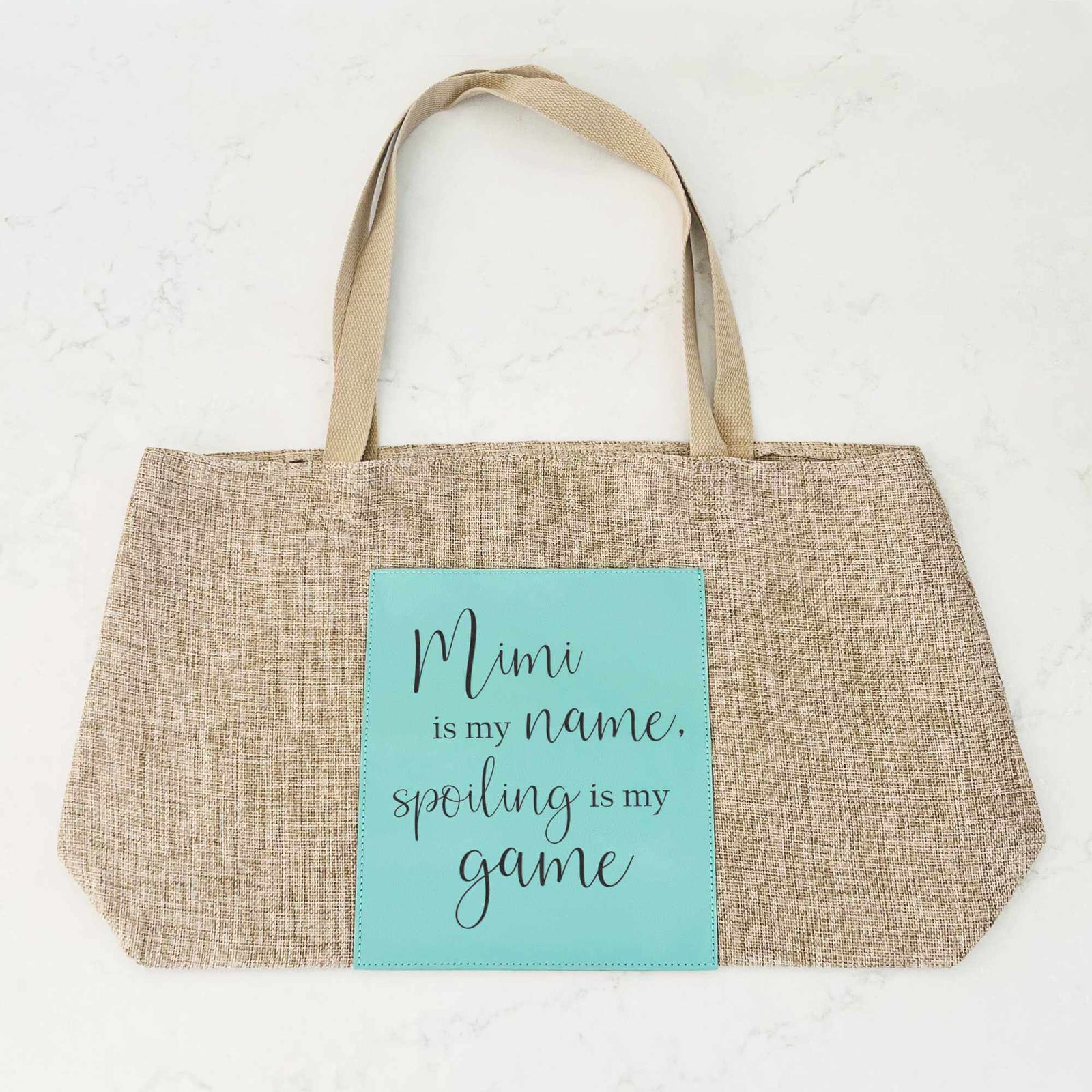 Nana Is My Name - Vegan Leather and Burlap Tote Bag