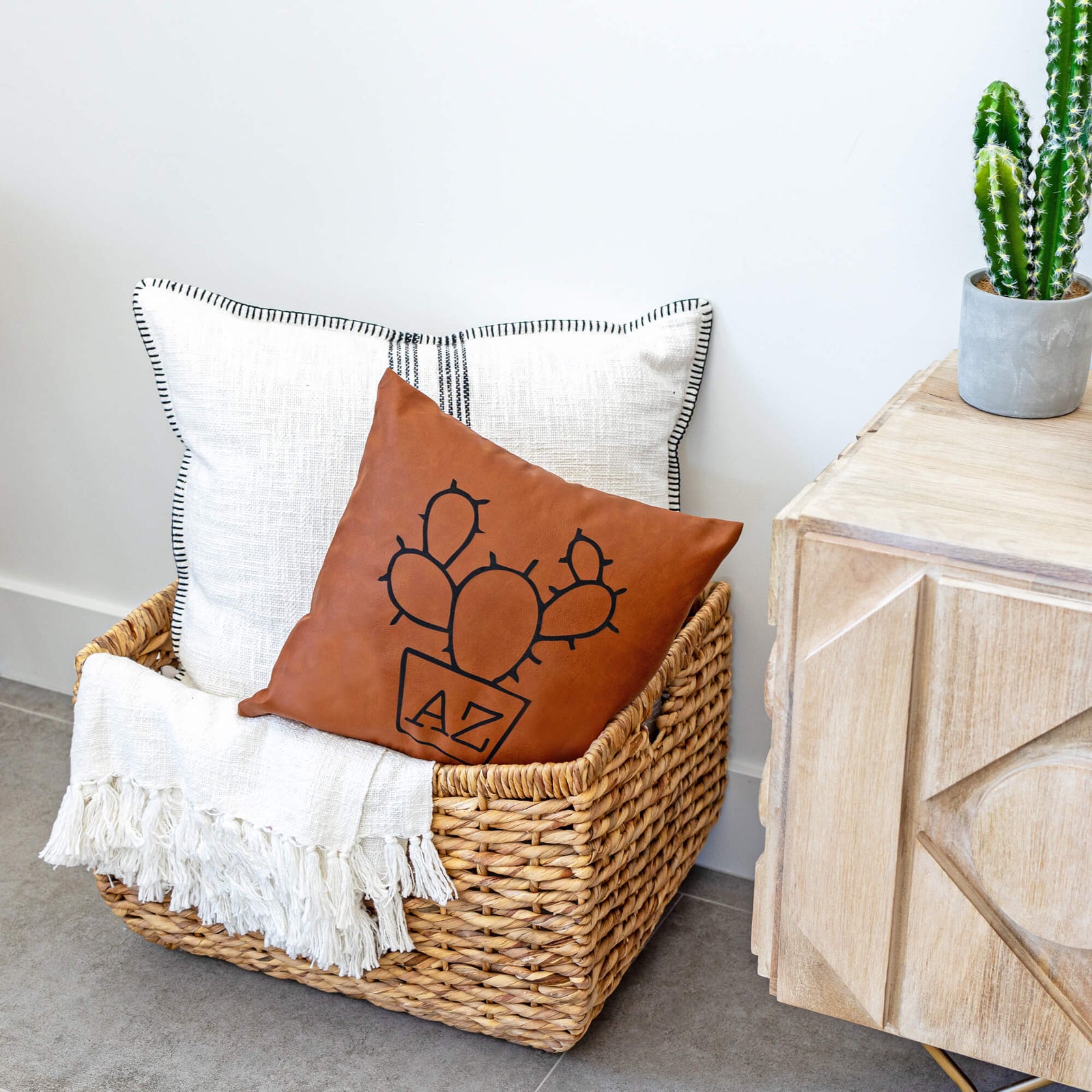 Arizona Succulent Pillow Cover in Vegan Leather