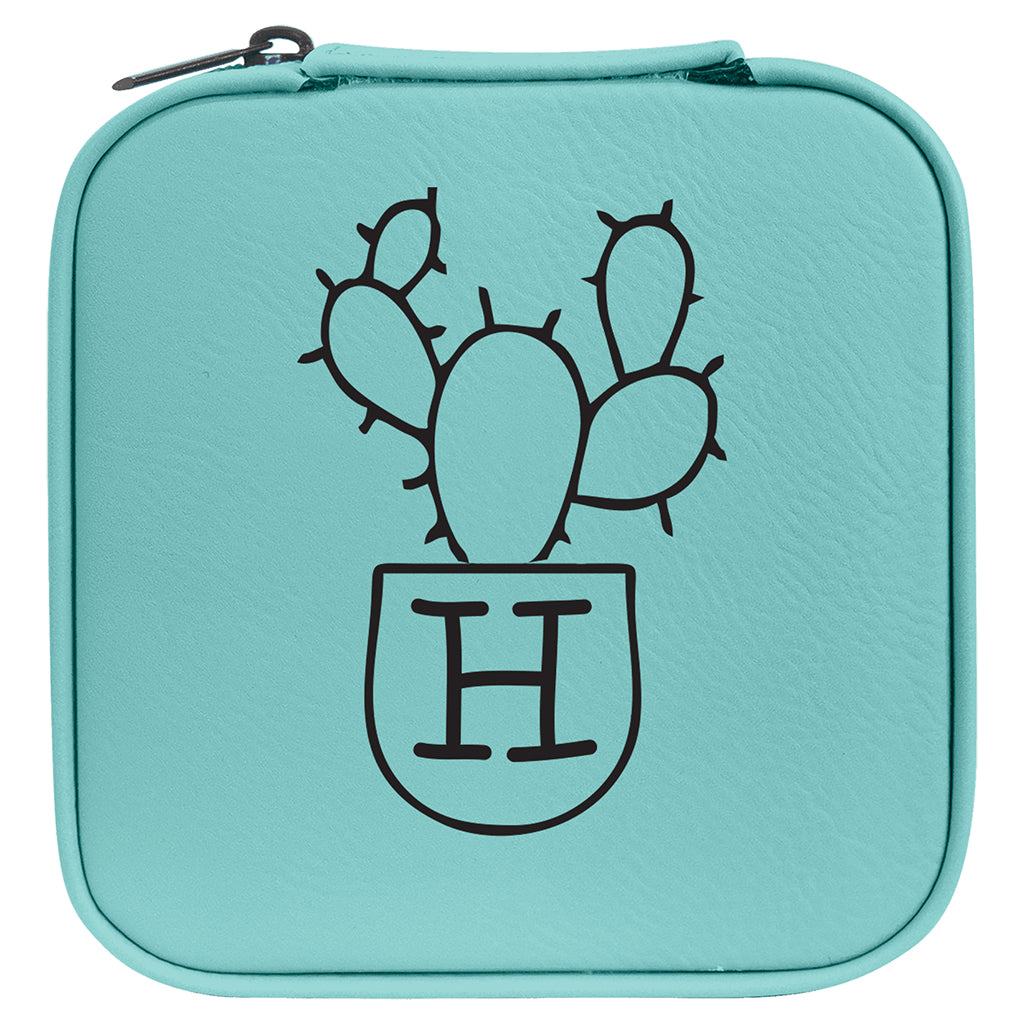 Travel Jewelry Case with Initial in Succulent Pot