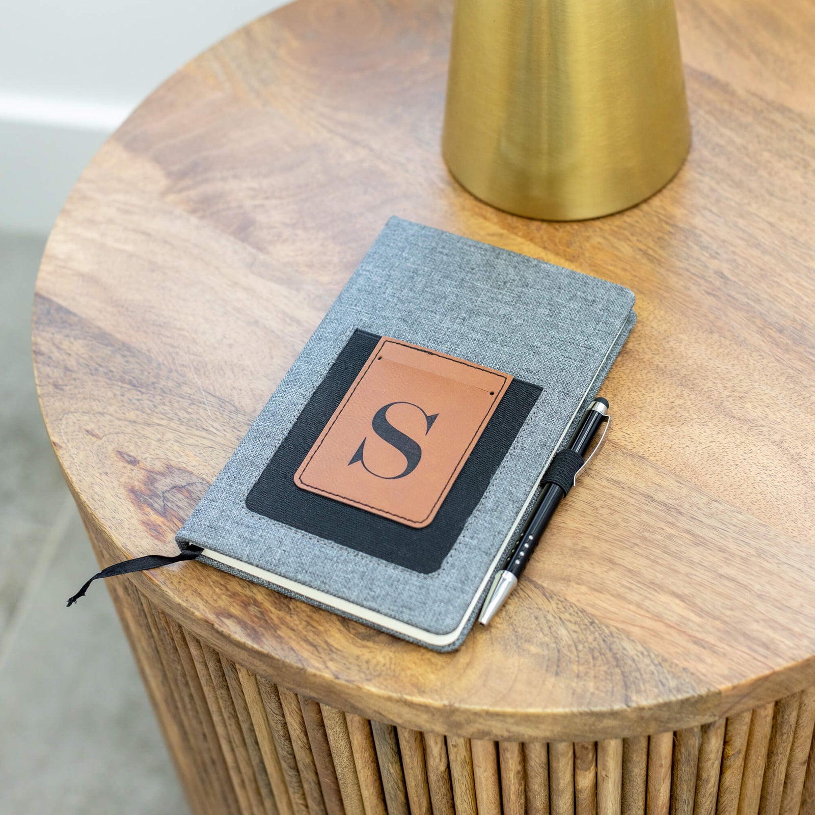 Personalized Journal with Cell Phone Pocket and Pen - Initial