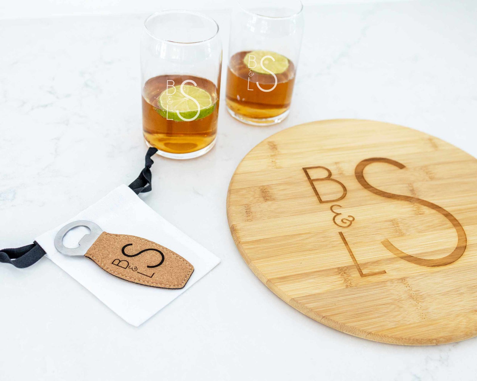 Couple's Monogrammed Bar Set - 4pc Gift Set