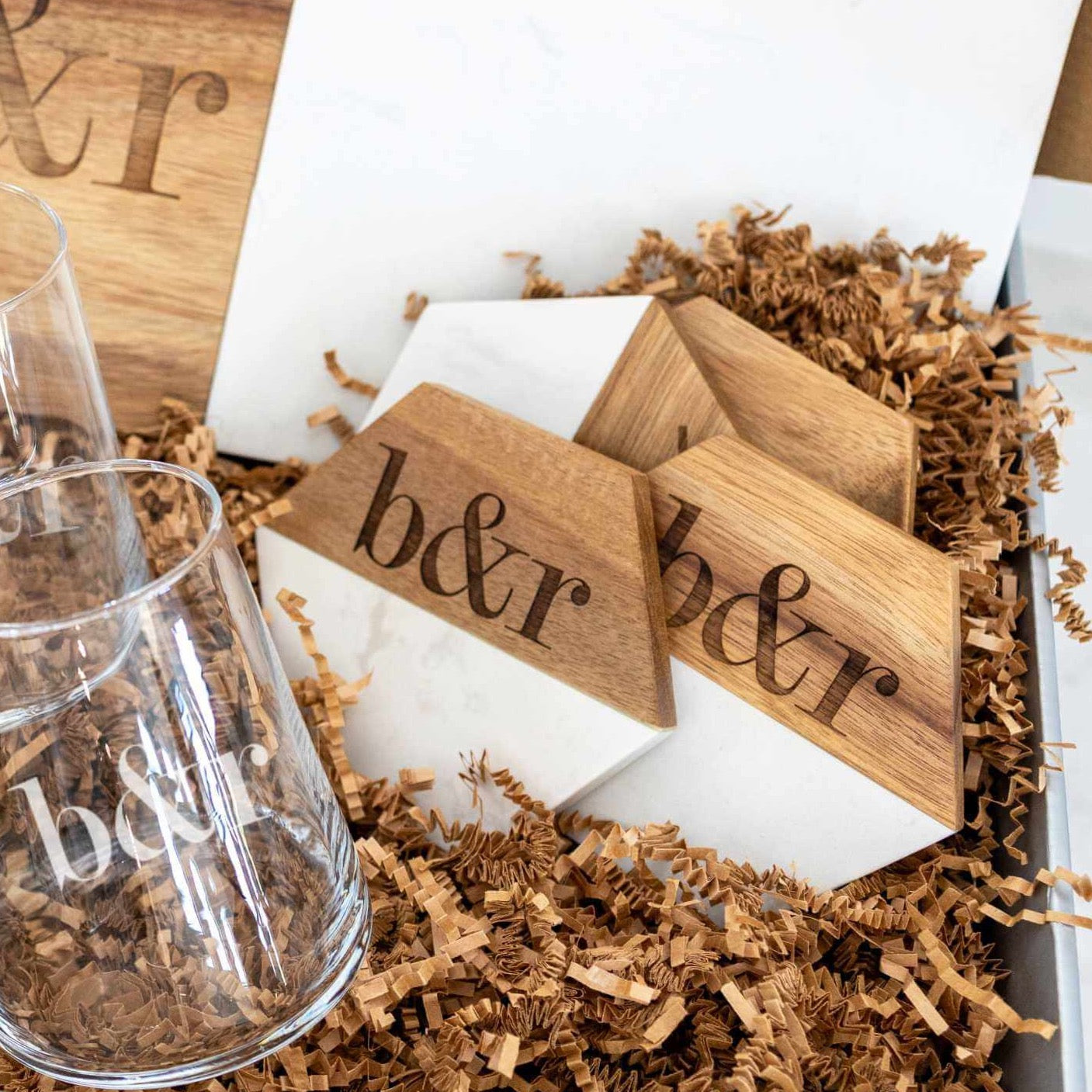 Wine & Cheese Set with Couple's Initials - 9pc Gift Set