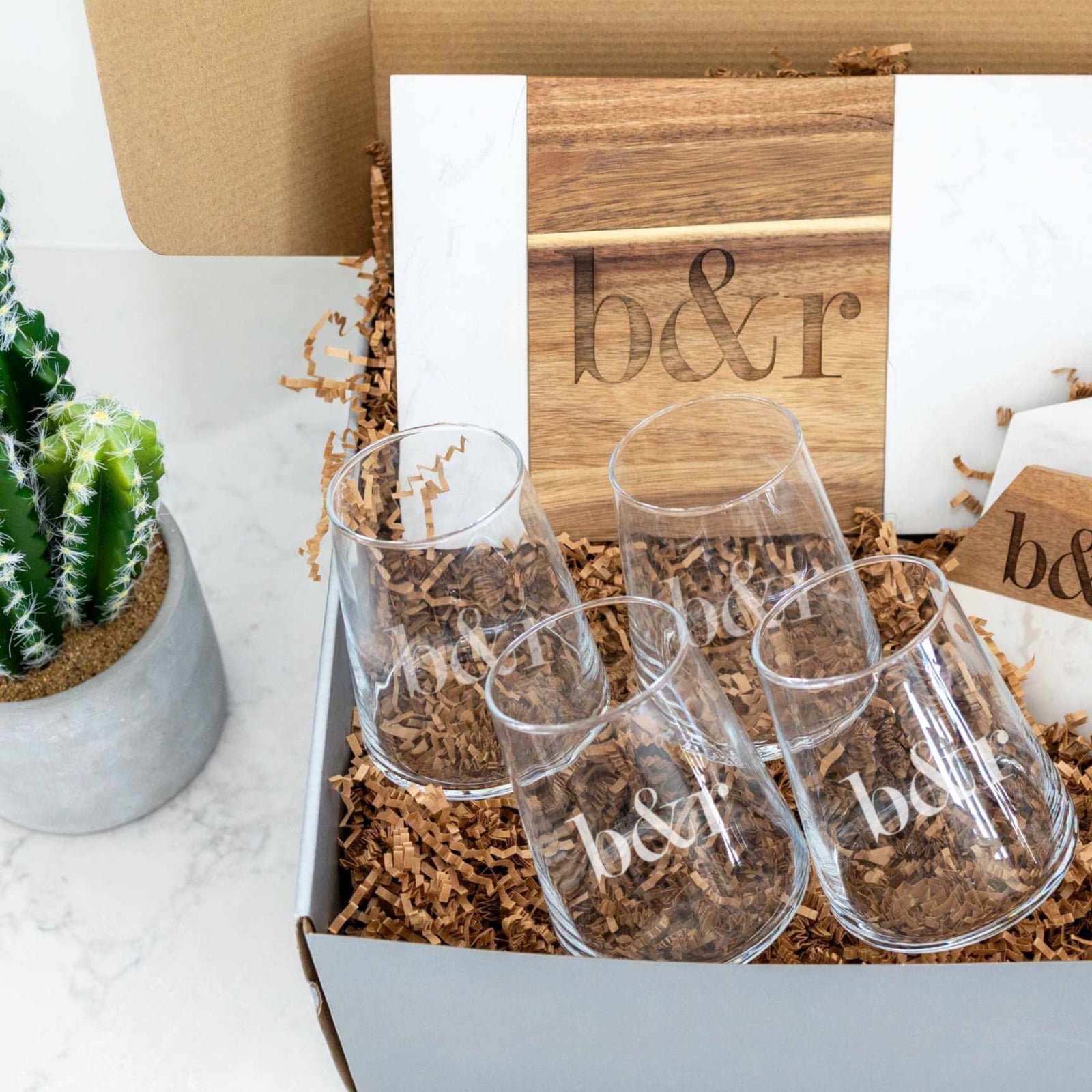 Wine & Cheese Set with Couple's Initials - 9pc Gift Set