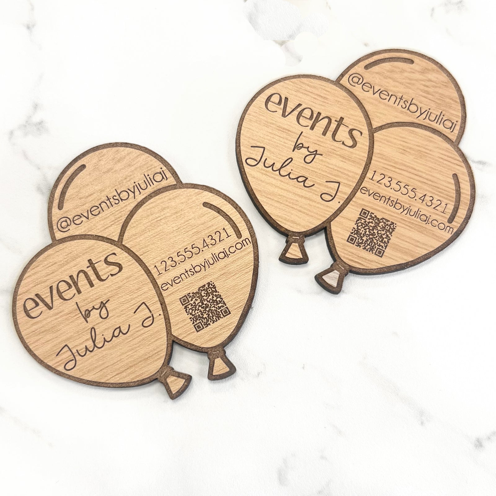 Wood Business Cards - Balloons